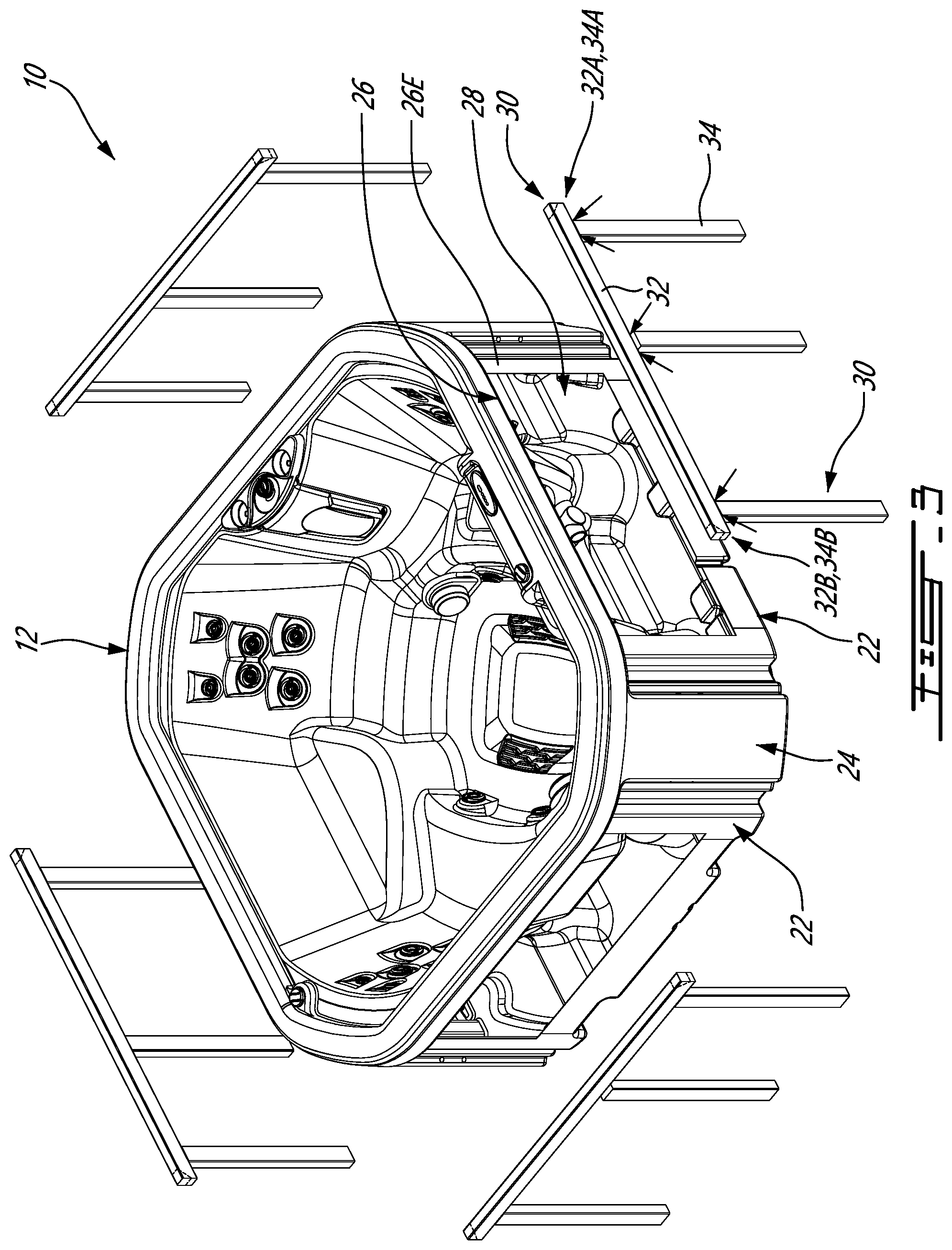 Patent US12090116 Figure 4 – Rotomolded spa and method of handling a spa