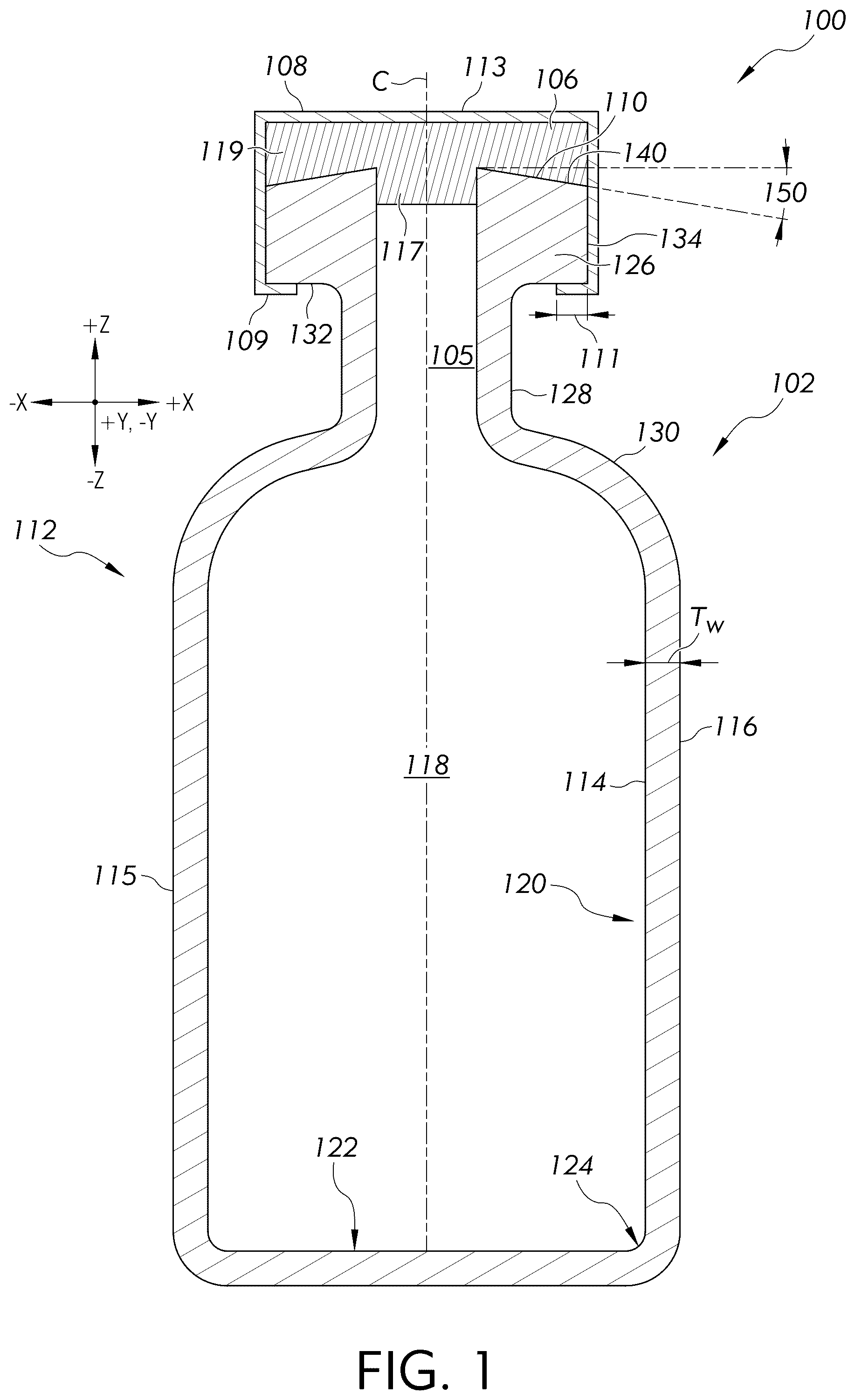 Patent US12090118 Figure 1 – Cap design for pharmaceutical container closure systems