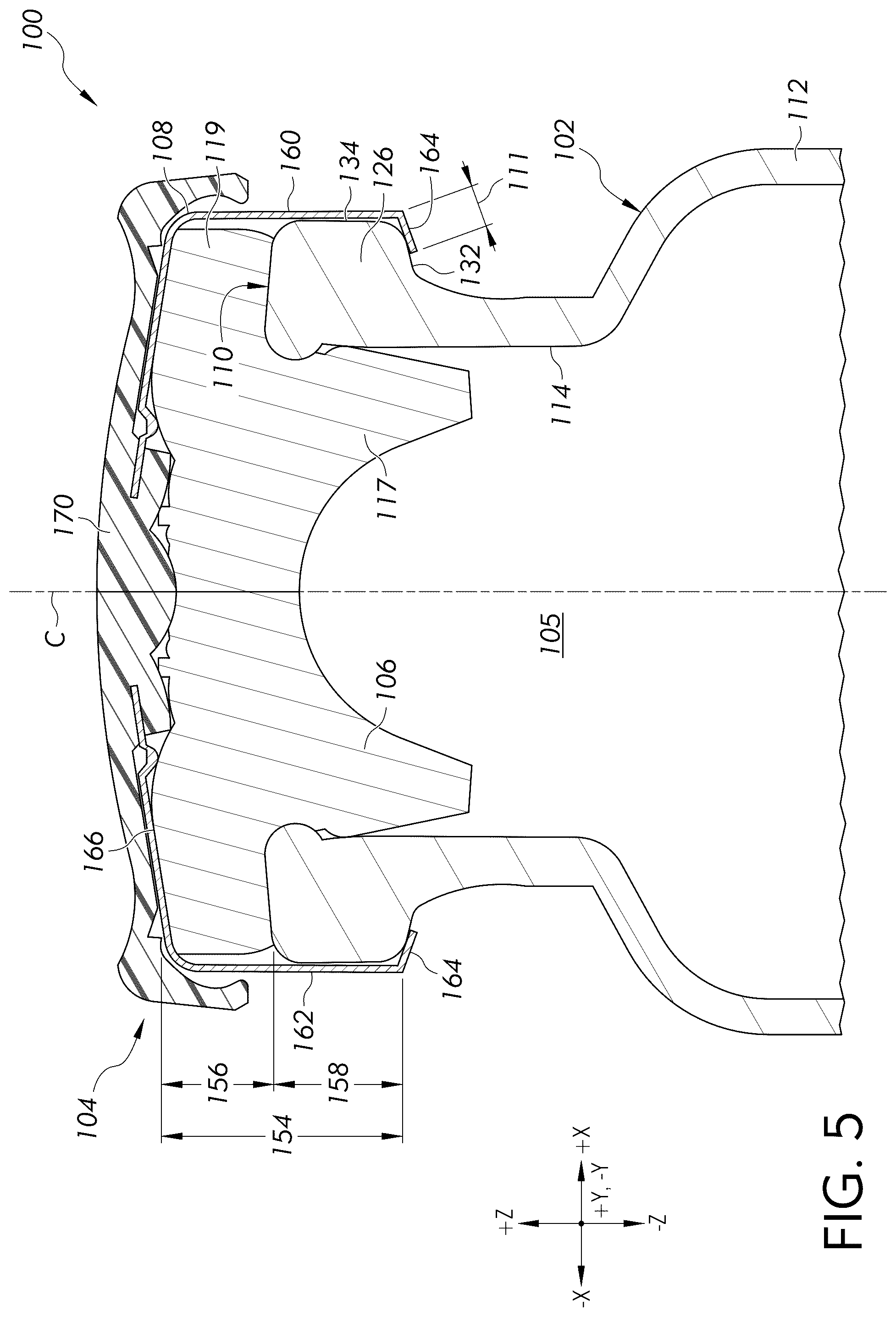 Patent US12090118 Figure 5 – Cap design for pharmaceutical container closure systems