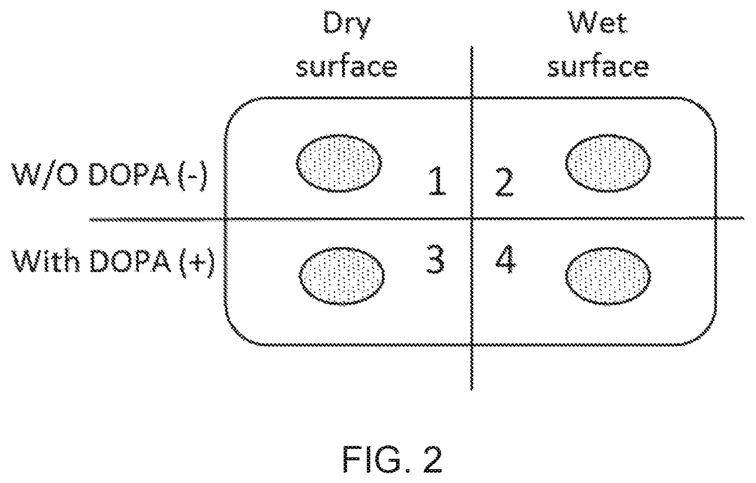 Patent US12090244 Figure 2 – Surgical adhesive able to glue in wet conditions