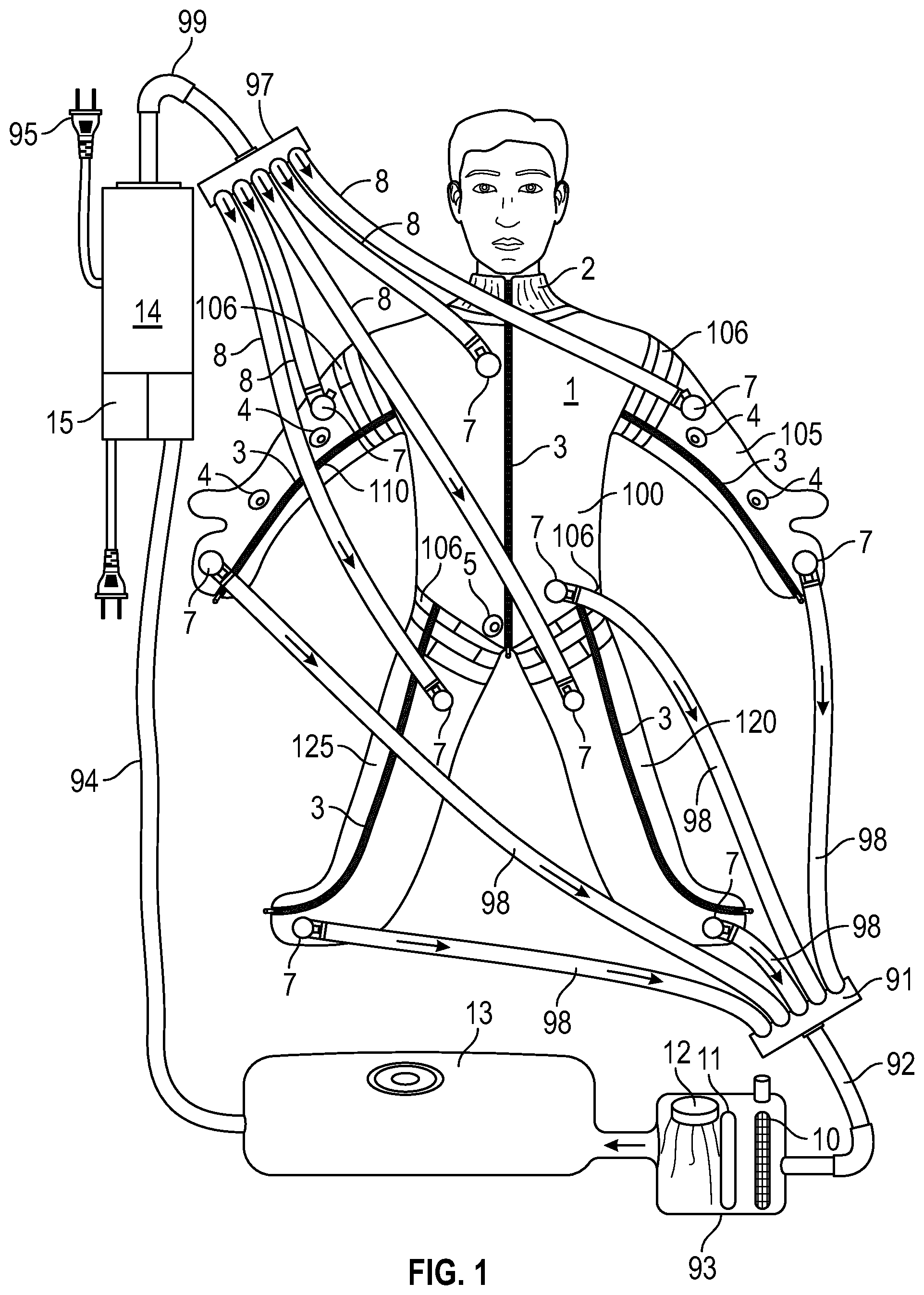 Patent US12090293 — Burn and wound healing suit and method — Figure 1
