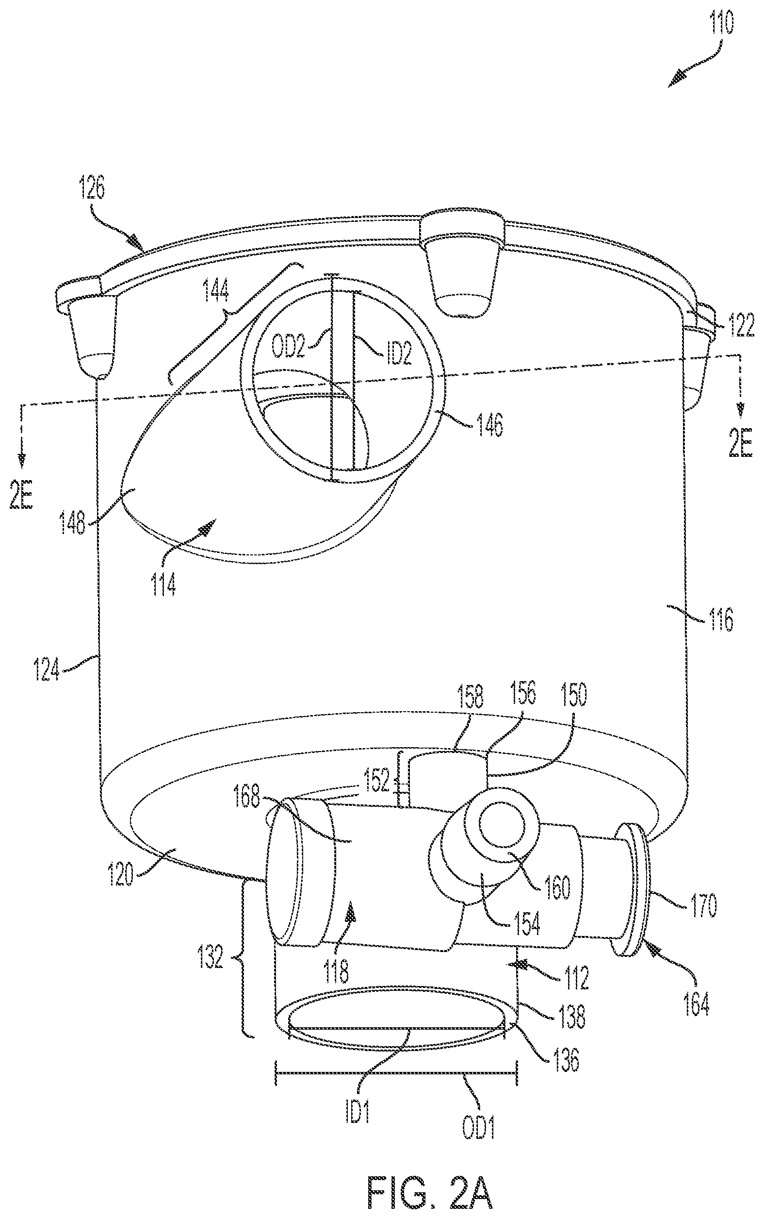 Patent US12090297 Figure 2 – Adaptors for removal of debris and fluids from ventilator circuits