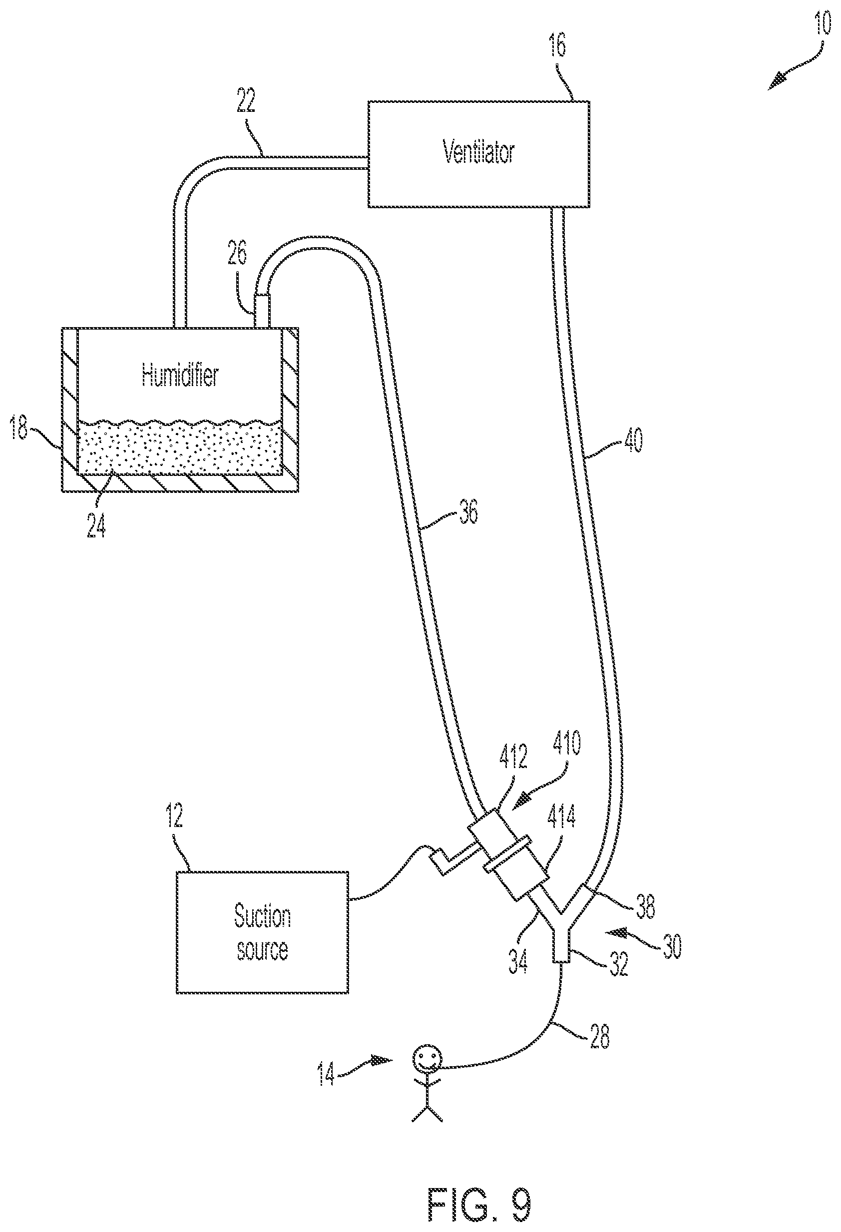 Patent US12090297 Figure 16 – Adaptors for removal of debris and fluids from ventilator circuits
