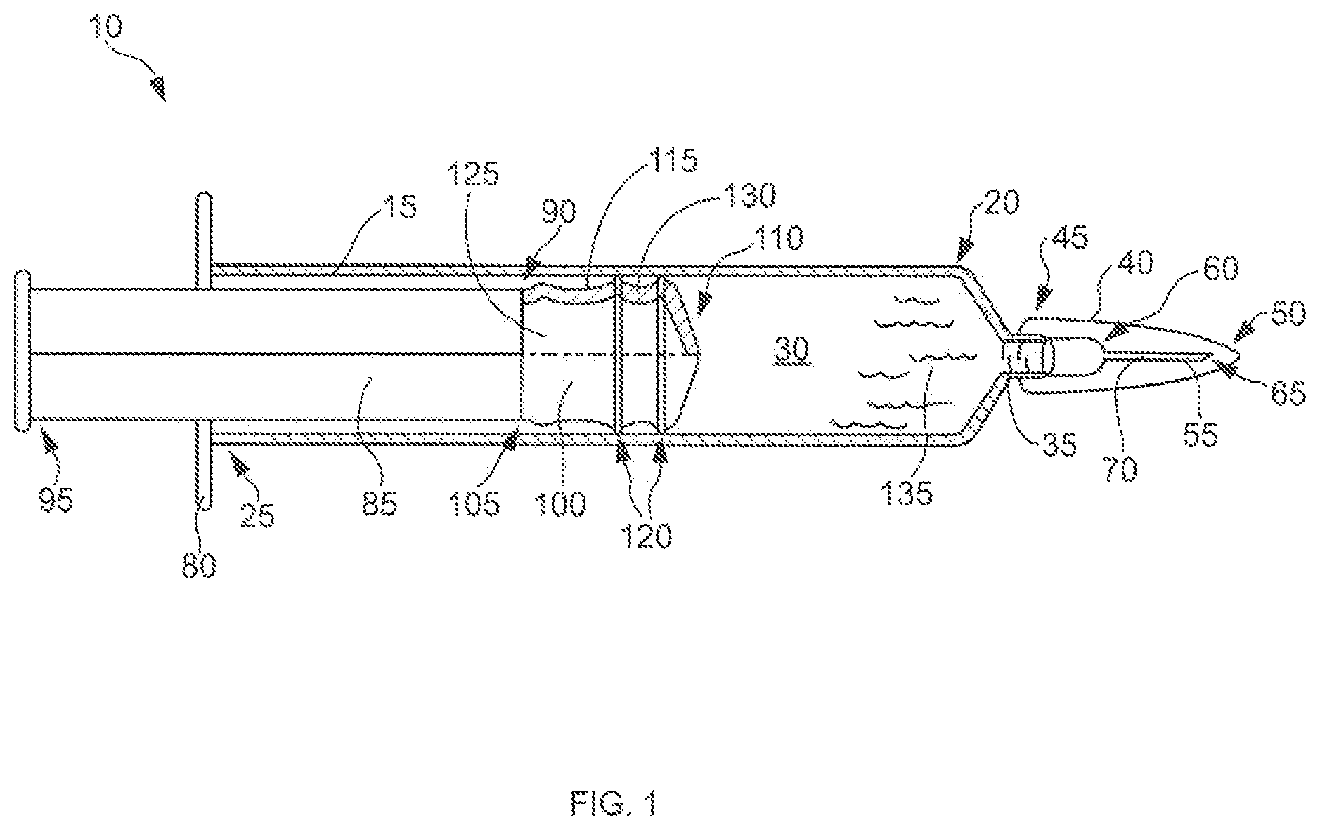 Patent US12090305 Figure 1 – Medical delivery device with laminated stopper