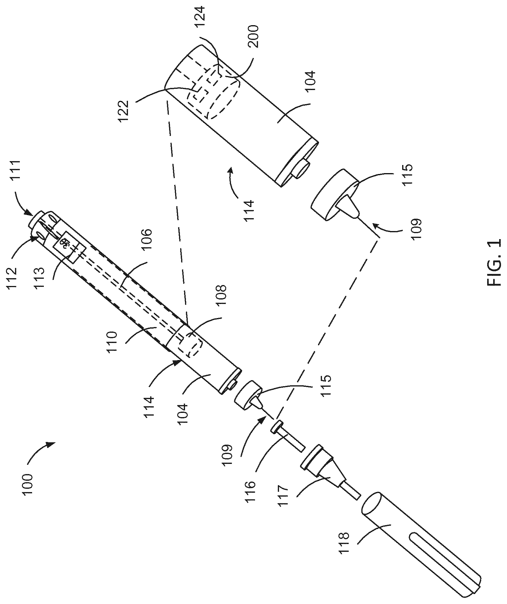Patent US12090306 Figure 1 – Wireless electronics assembly for injection devices