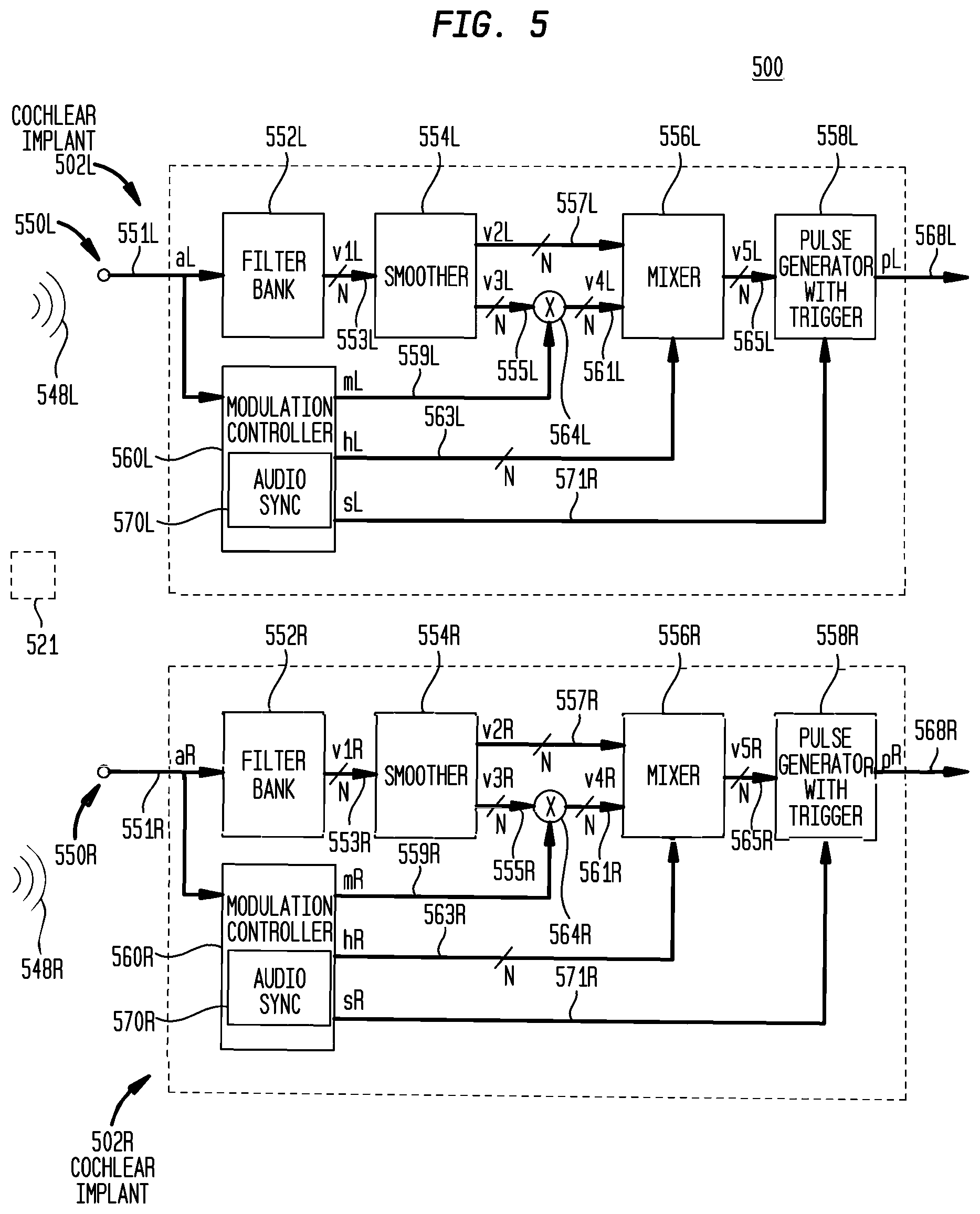 Patent US12090327 Figure 8 – Synchronized pitch and timing cues in a hearing prosthesis system