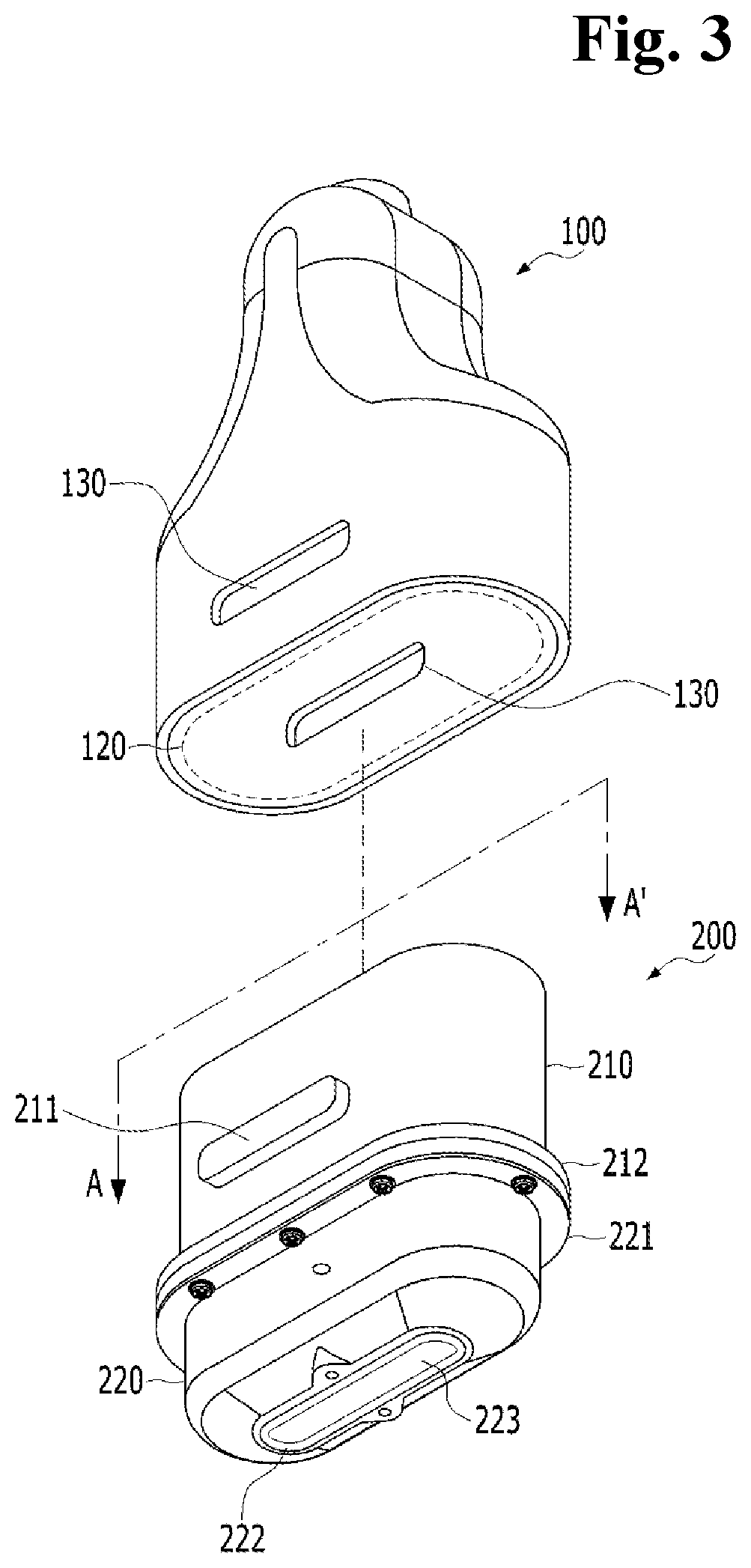 Patent US12090347 Figure 3 – High intensity focused ultrasonic device with vertical assembly structure