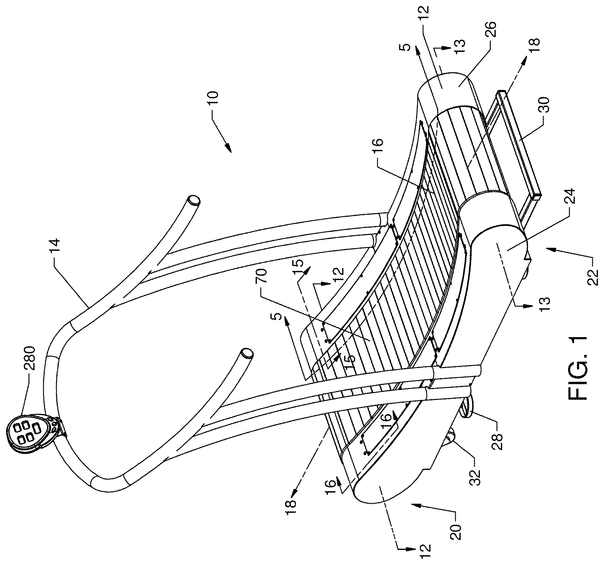 Patent US12090356 Figure 1 – Manually powered treadmill