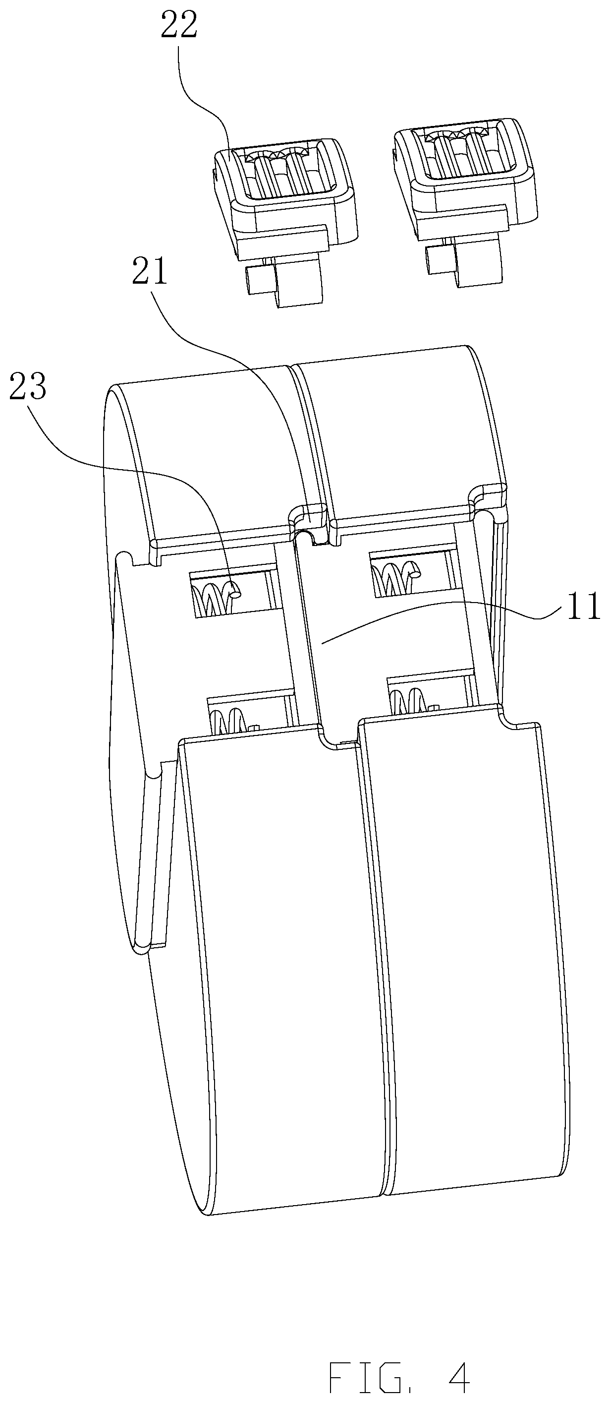 Patent US12090358 Figure 4 – Quick assembly and disassembly connecting structures and weight adjustable dumbbell