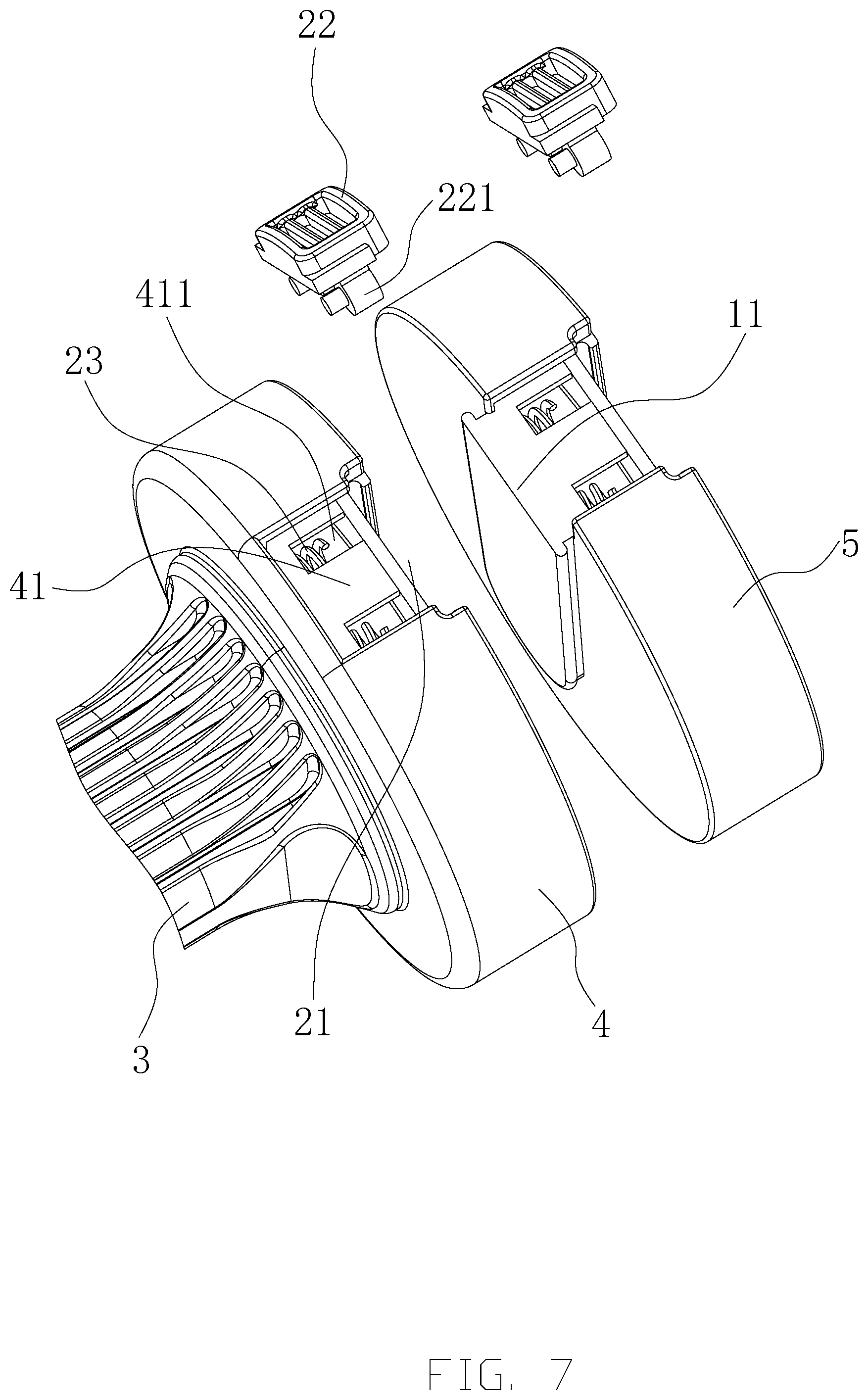 Patent US12090358 Figure 7 – Quick assembly and disassembly connecting structures and weight adjustable dumbbell