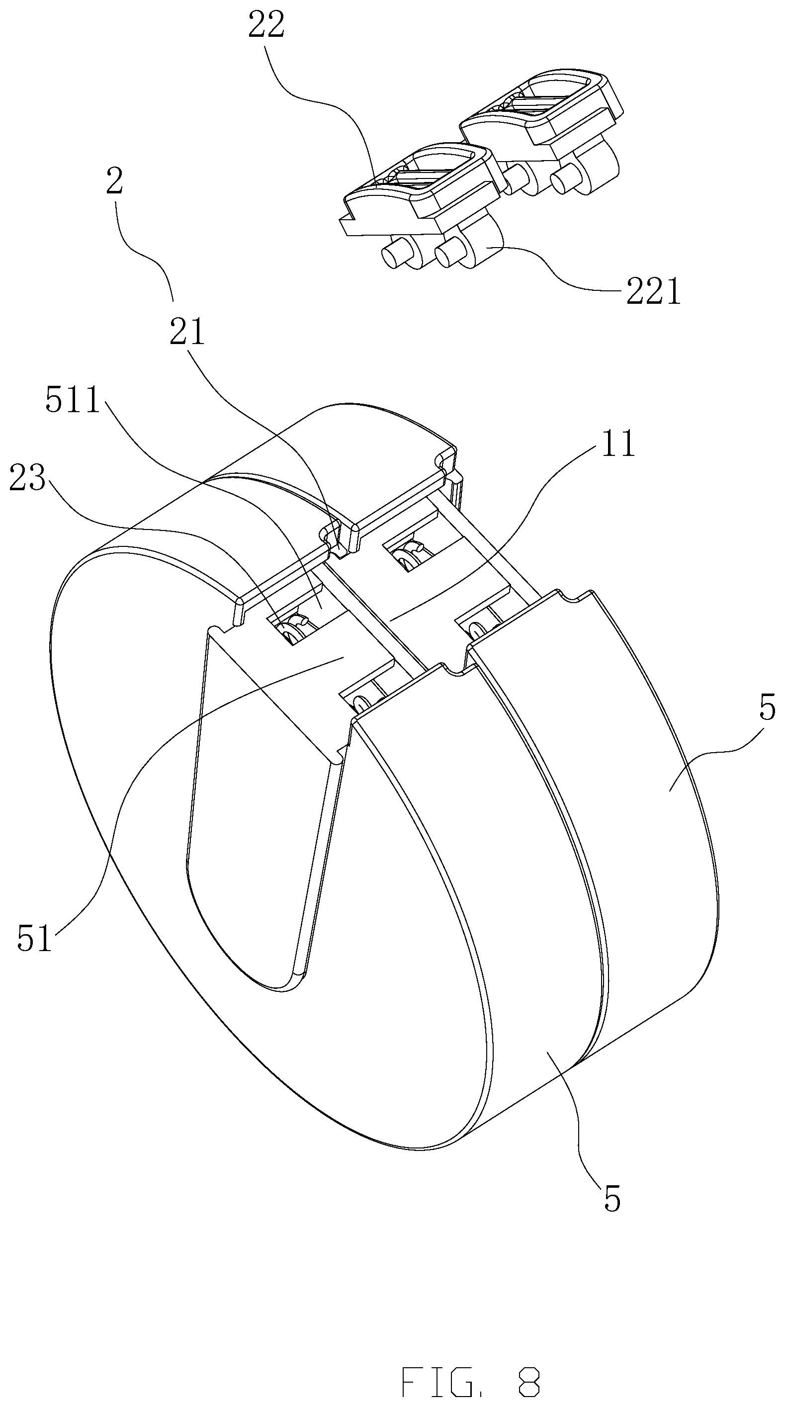Patent US12090358 Figure 8 – Quick assembly and disassembly connecting structures and weight adjustable dumbbell
