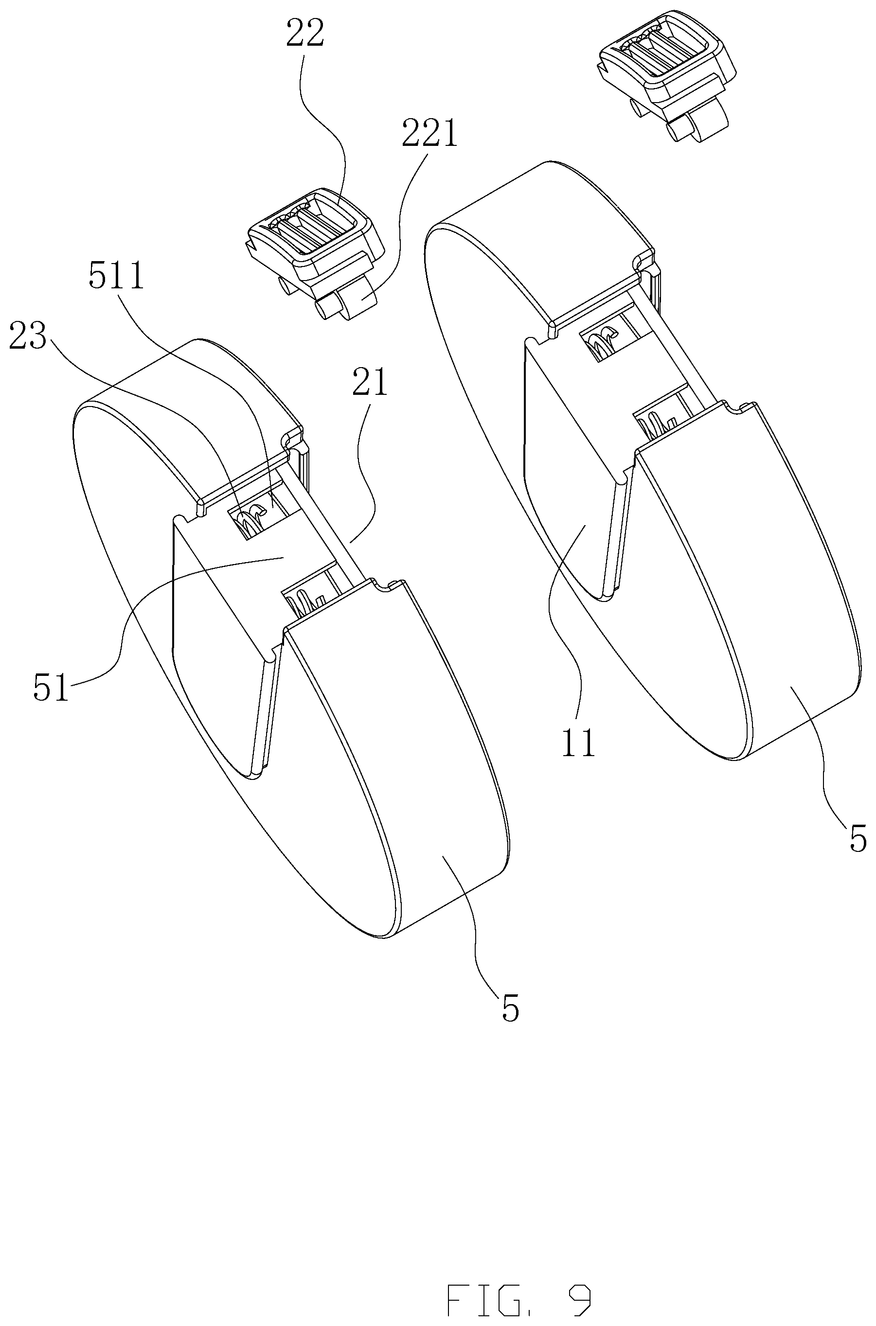 Patent US12090358 Figure 9 – Quick assembly and disassembly connecting structures and weight adjustable dumbbell