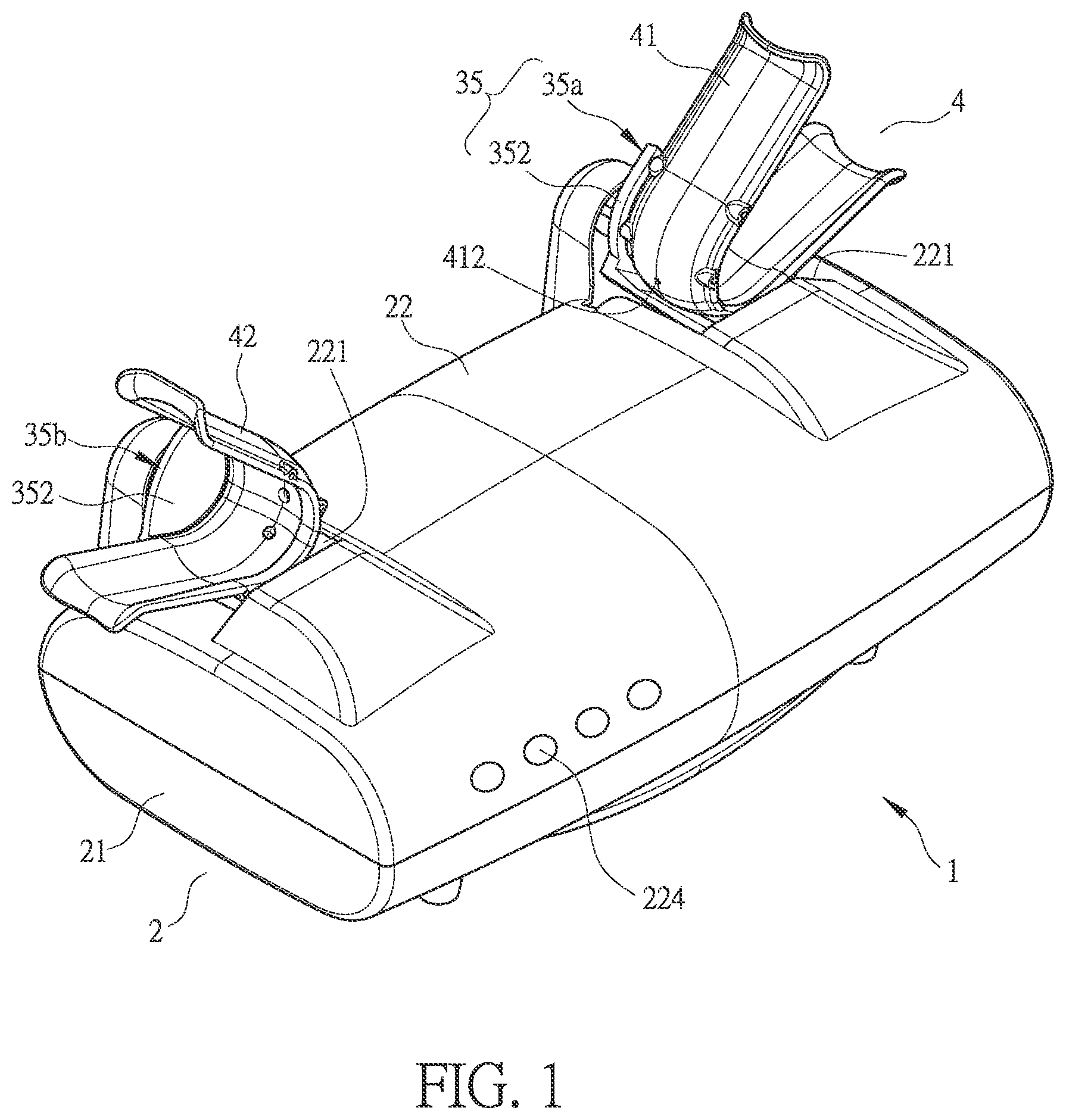 Patent US12090364 Figure 1 – Ankle-spinning exercise apparatus