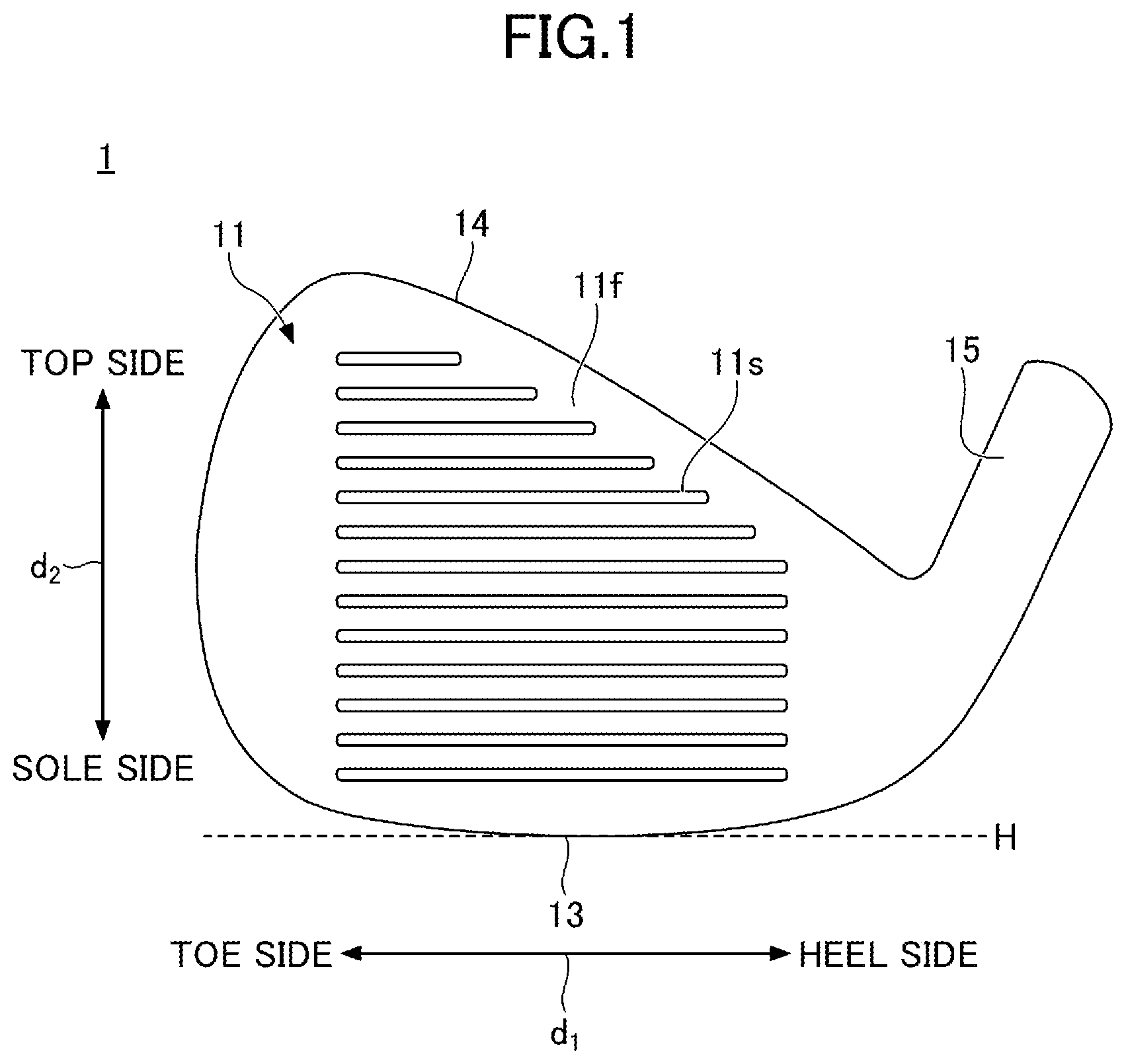 Patent US12090374 Figure 1 – Golf club head