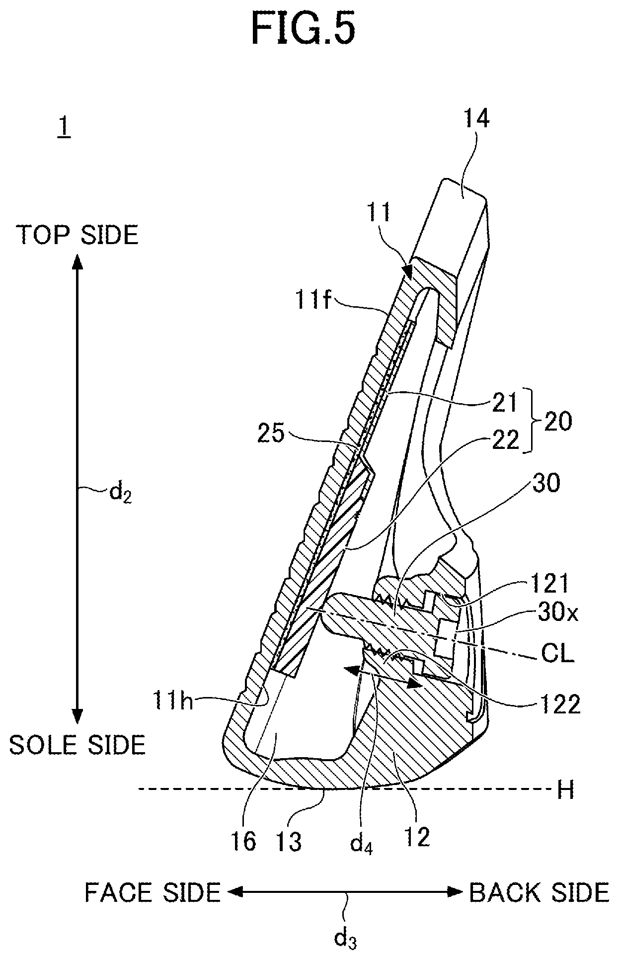 Patent US12090374 Figure 5 – Golf club head
