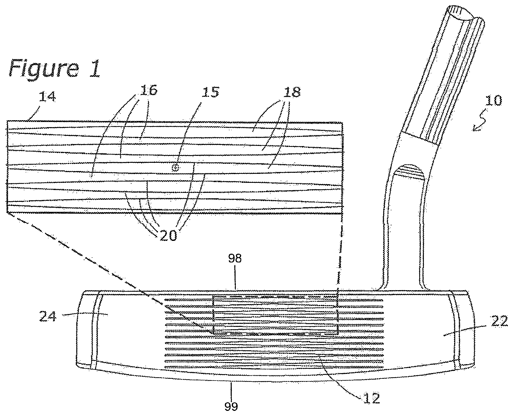 Patent US12090375 Figure 1 – Golf club putter
