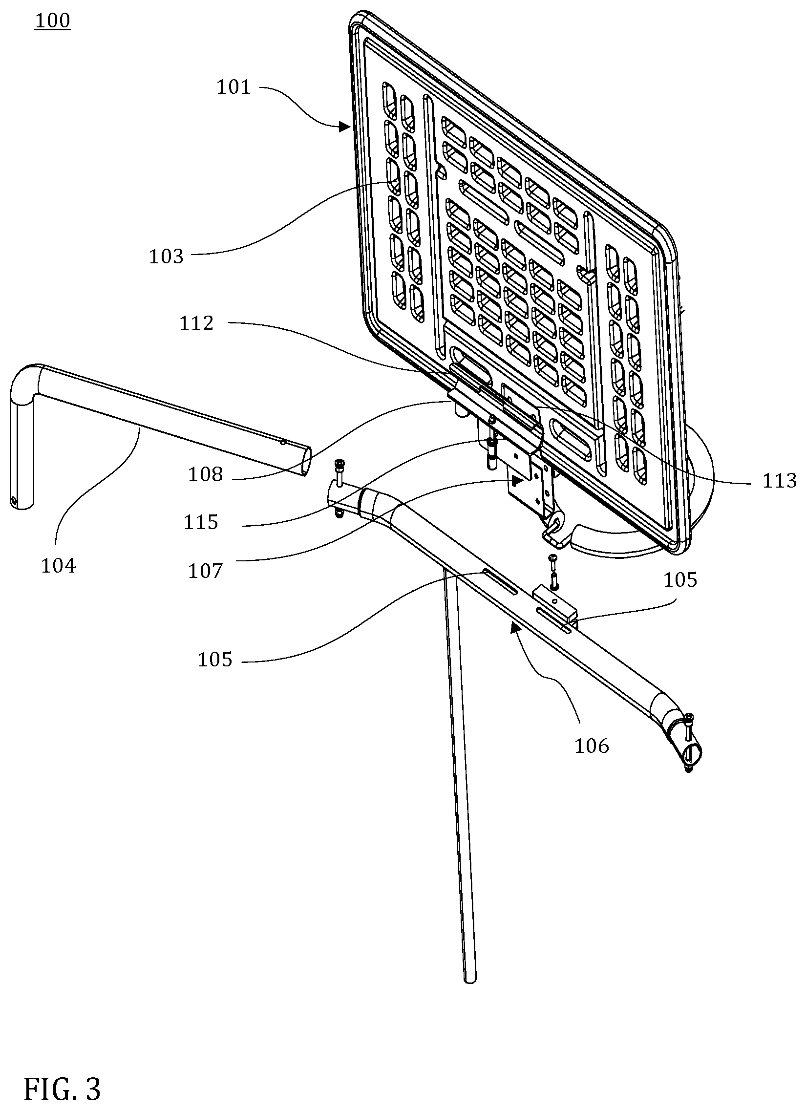 Patent US12090378 Figure 3 – Basketball hoop structure for a trampoline