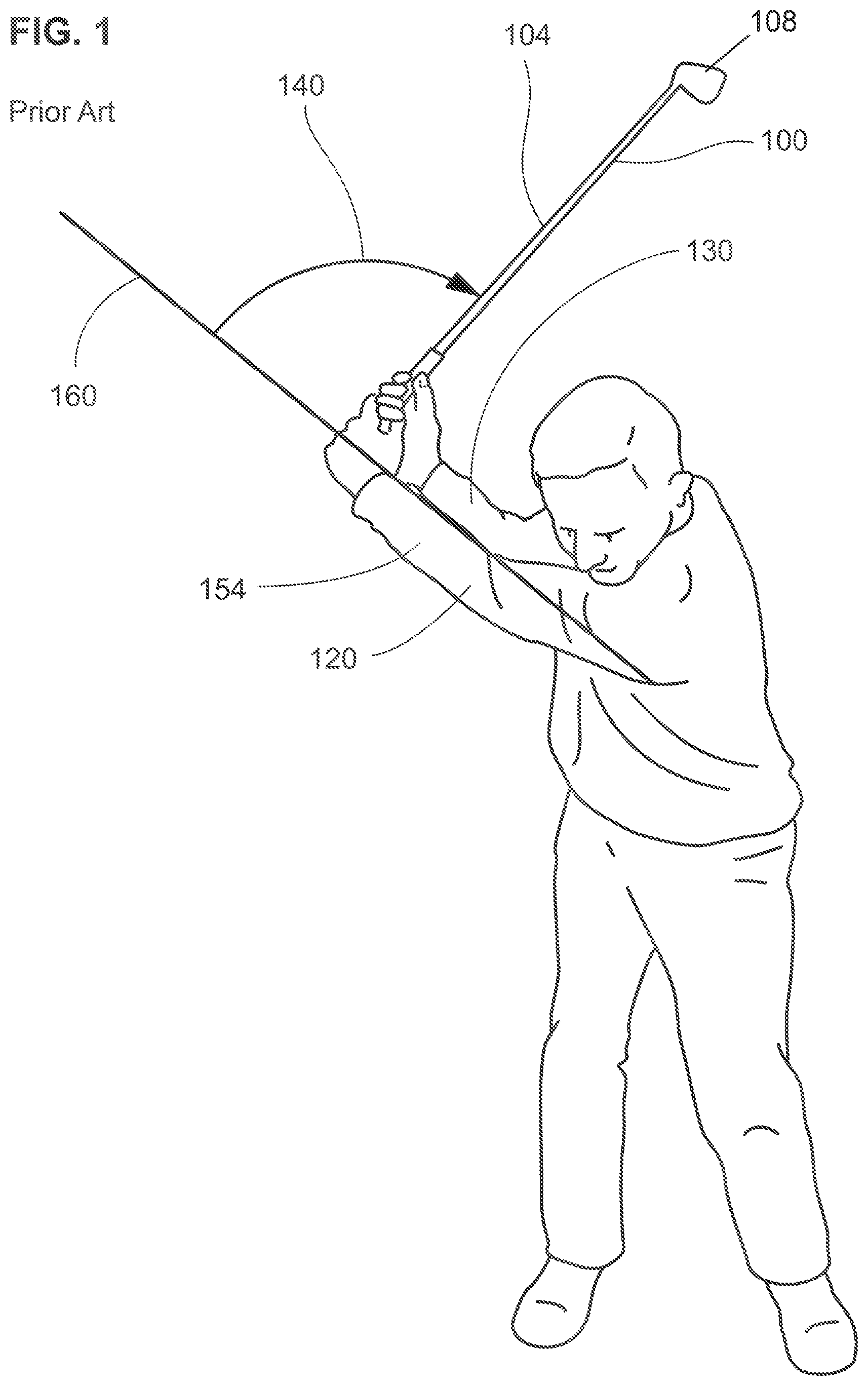 Patent US12090382 Figure 1 – Training device to enhance swing lag