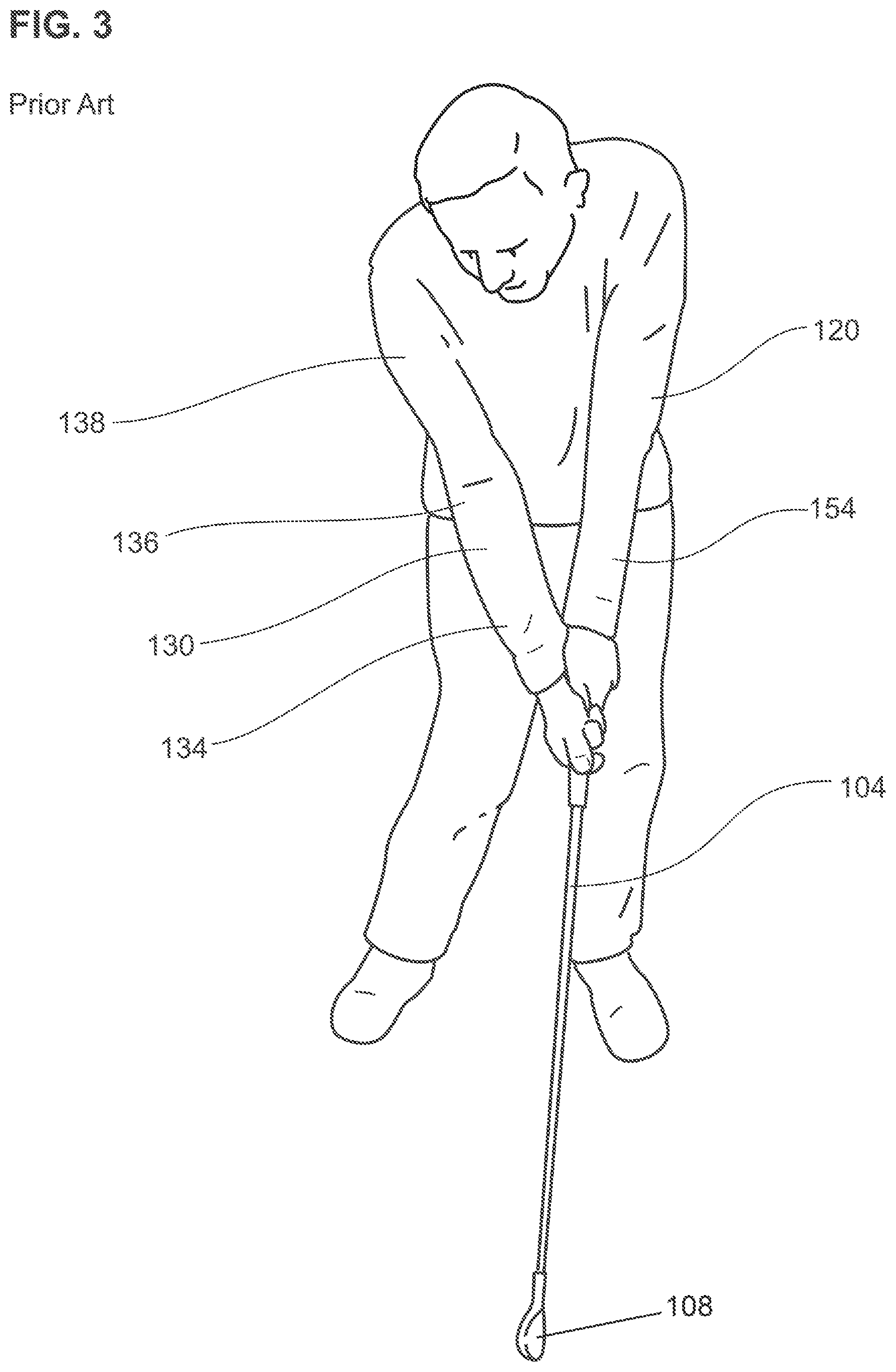 Patent US12090382 Figure 3 – Training device to enhance swing lag