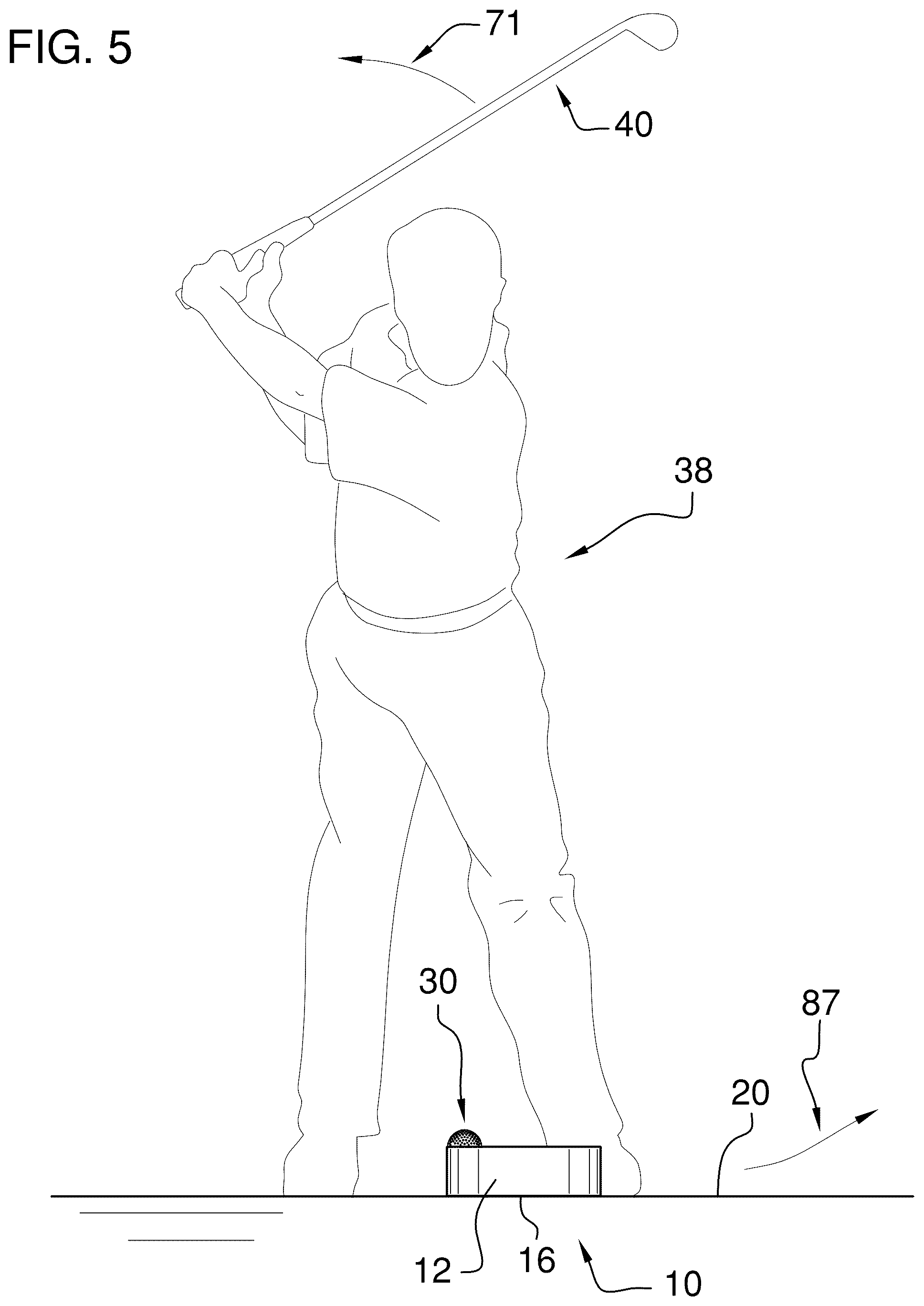 Patent US12090383 Figure 5 – Golf swing training device