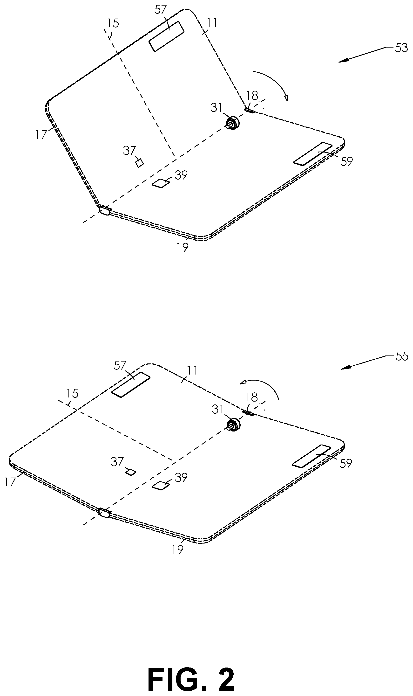 Patent US12090390 Figure 2 – Gaming motion control interface using foldable device mechanics