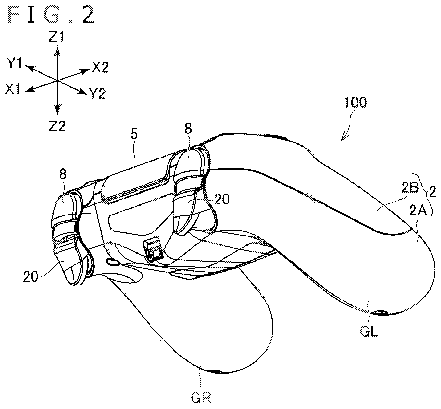 Patent US12090392 Figure 2 – Operation input device and button driving unit