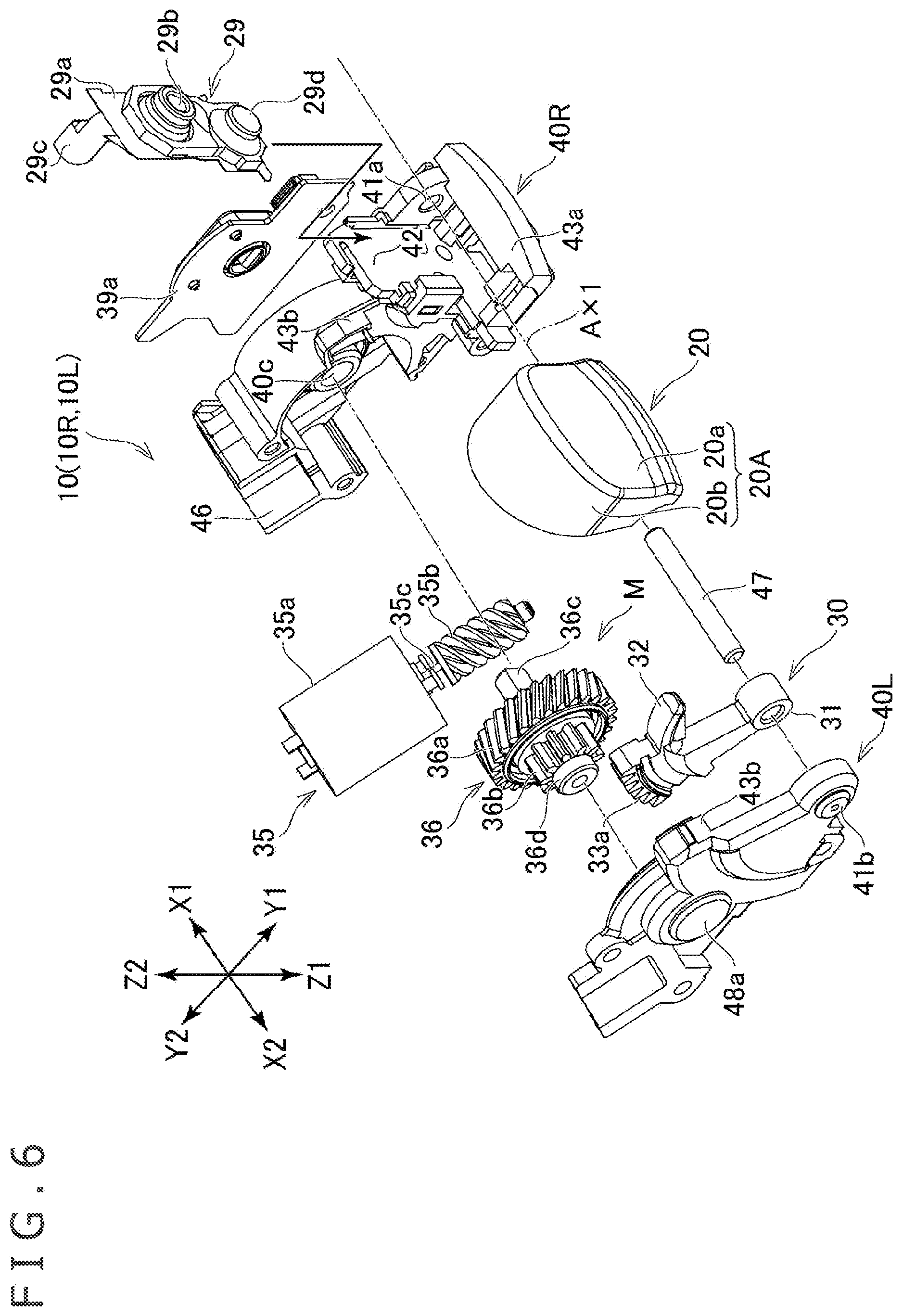 Patent US12090392 Figure 6 – Operation input device and button driving unit