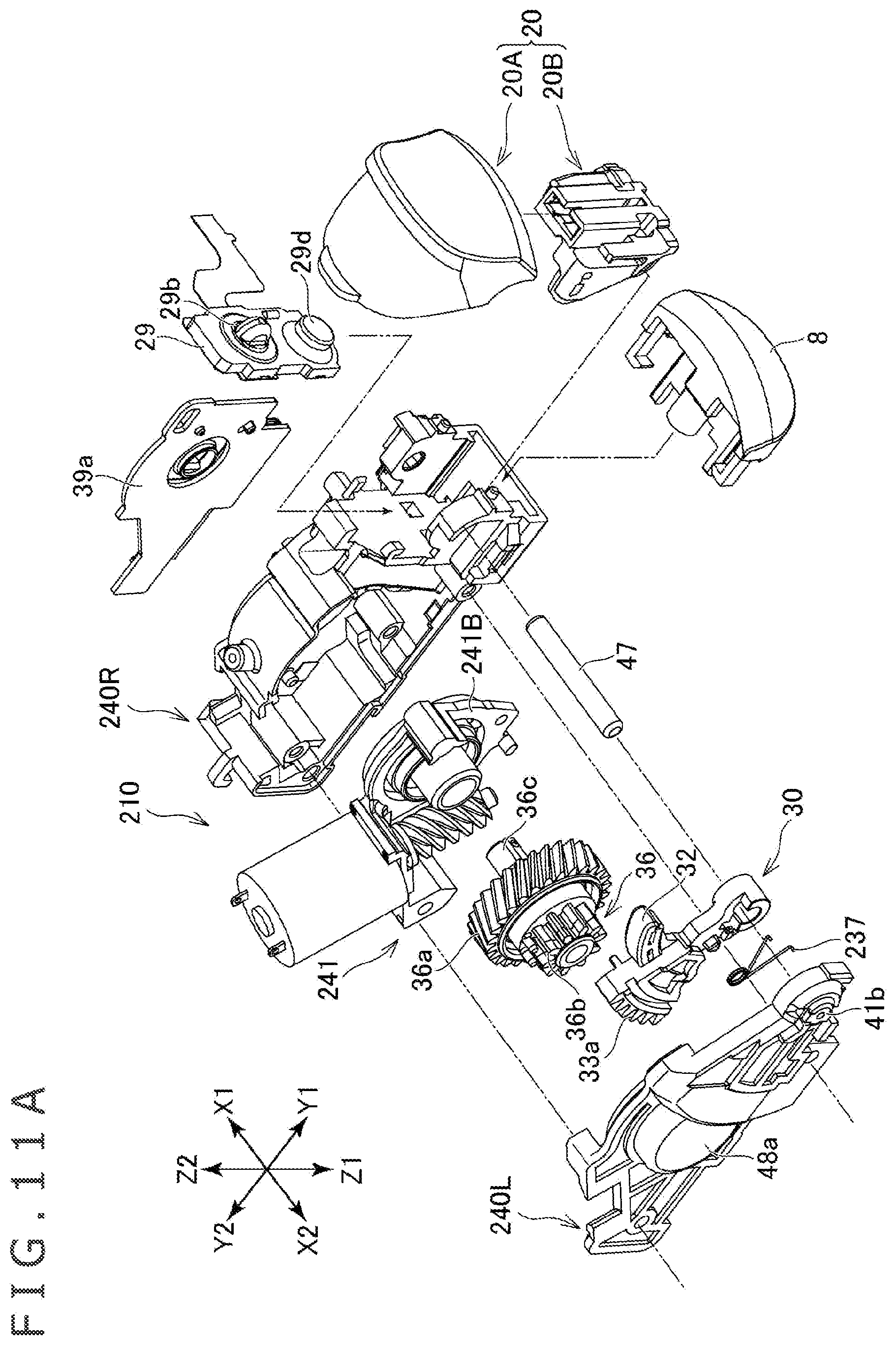 Patent US12090392 Figure 12 – Operation input device and button driving unit