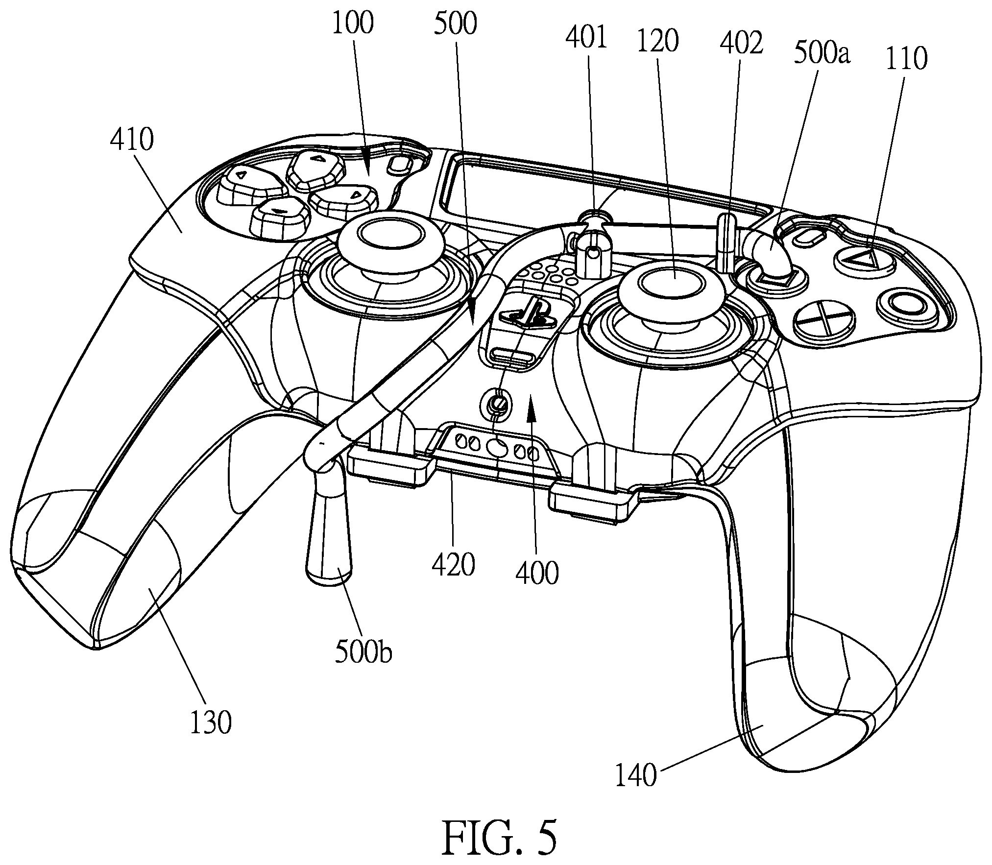 Patent US12090393 Figure 5 – Gamepad auxiliary device