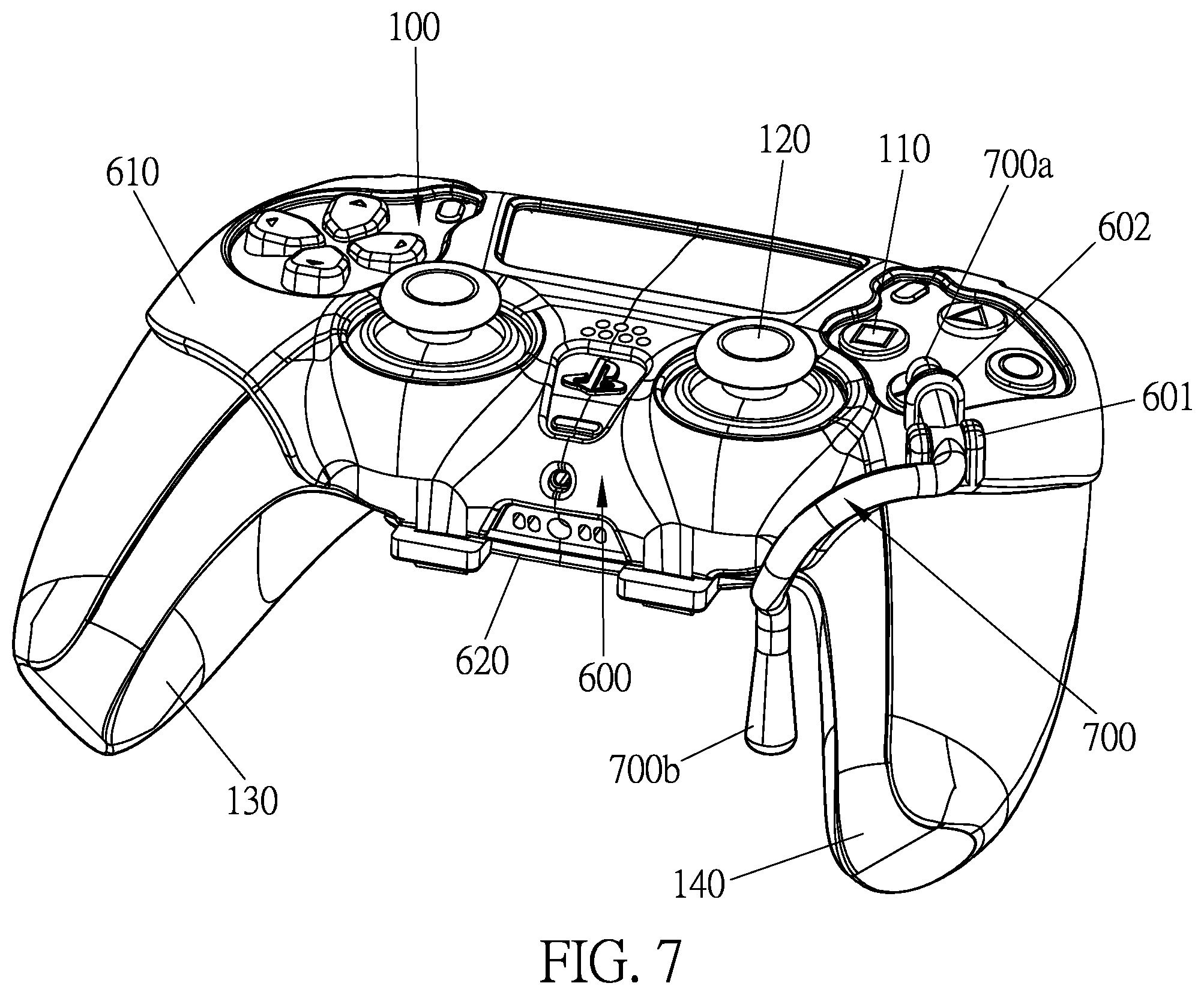 Patent US12090393 Figure 7 – Gamepad auxiliary device