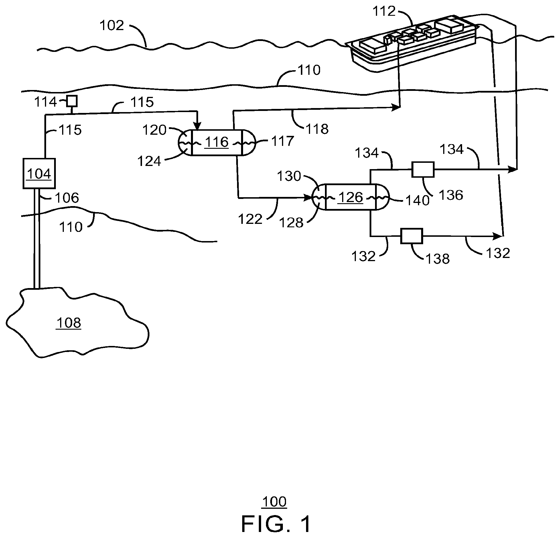 Patent US12090421 Figure 1 – Multiphase separation system
