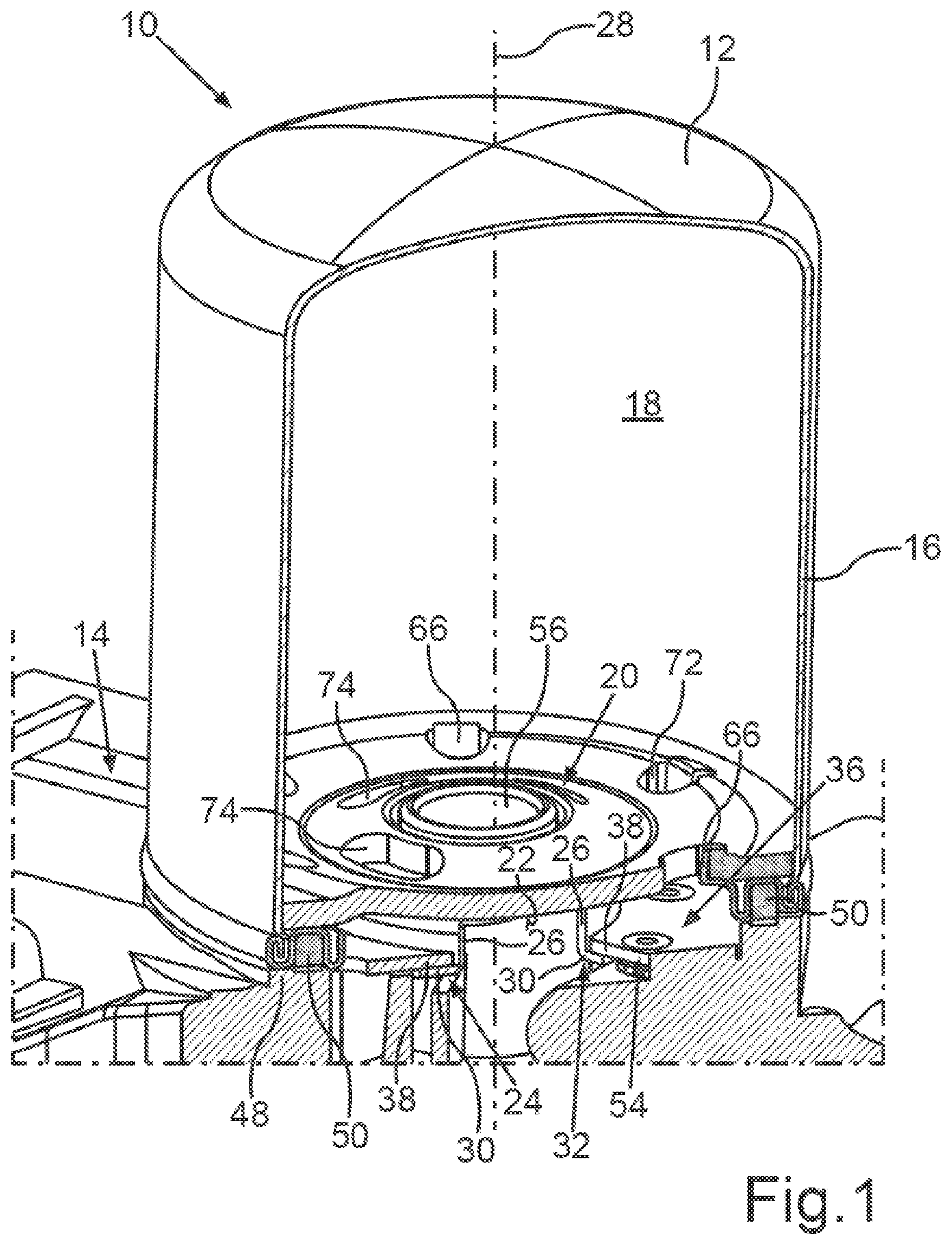 Patent US12090424 — Fluid filter for a motor vehicle and filter cartridge for such a fluid filter — Figure 1