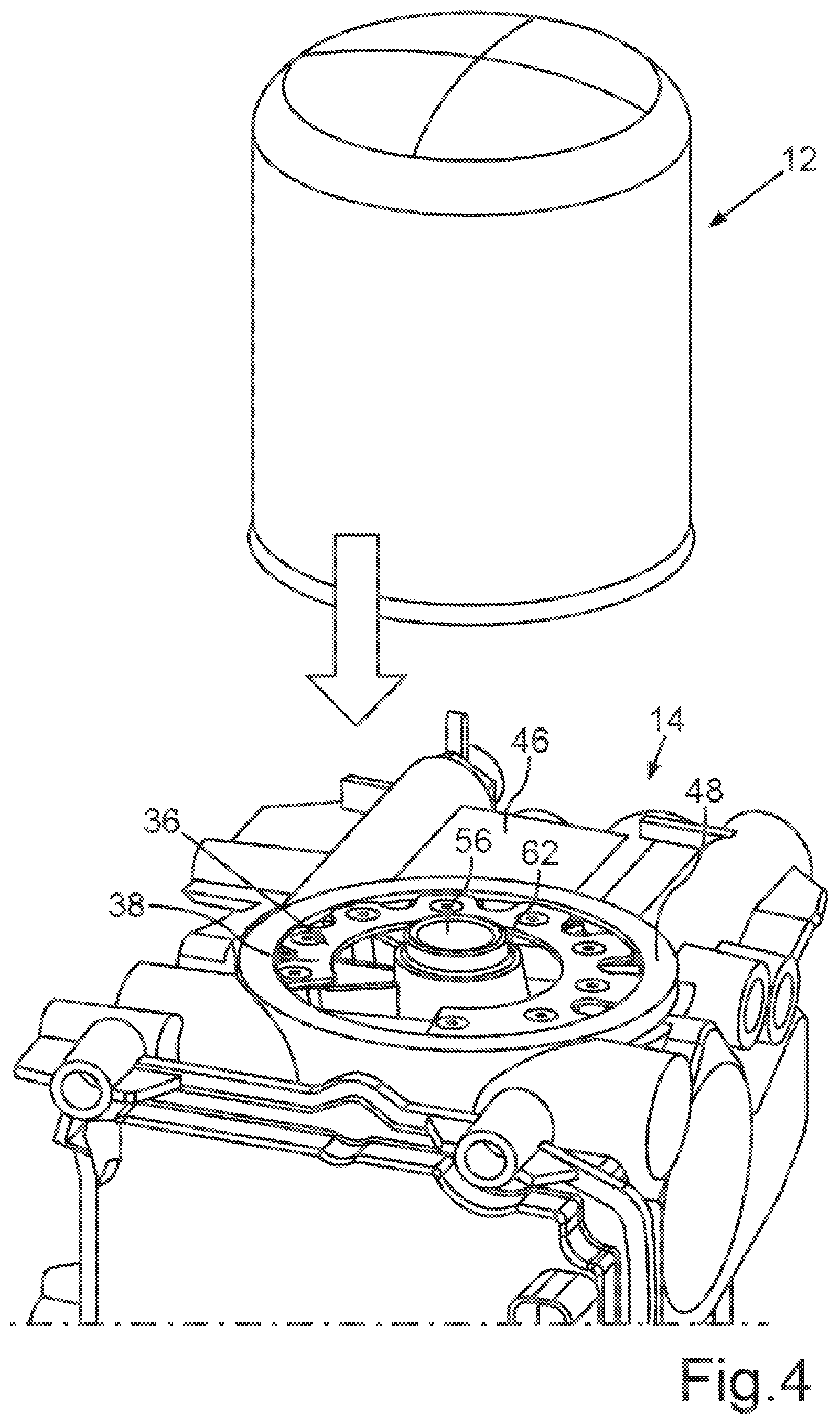 Patent US12090424 Figure 3 – Fluid filter for a motor vehicle and filter cartridge for such a fluid filter