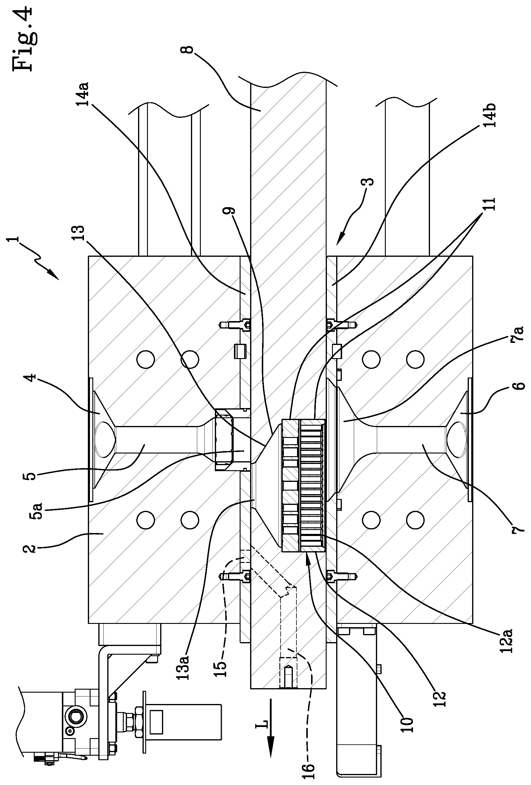 Patent US12090425 Figure 4 – Filter device for filtering extruded polymers and cleaning method
