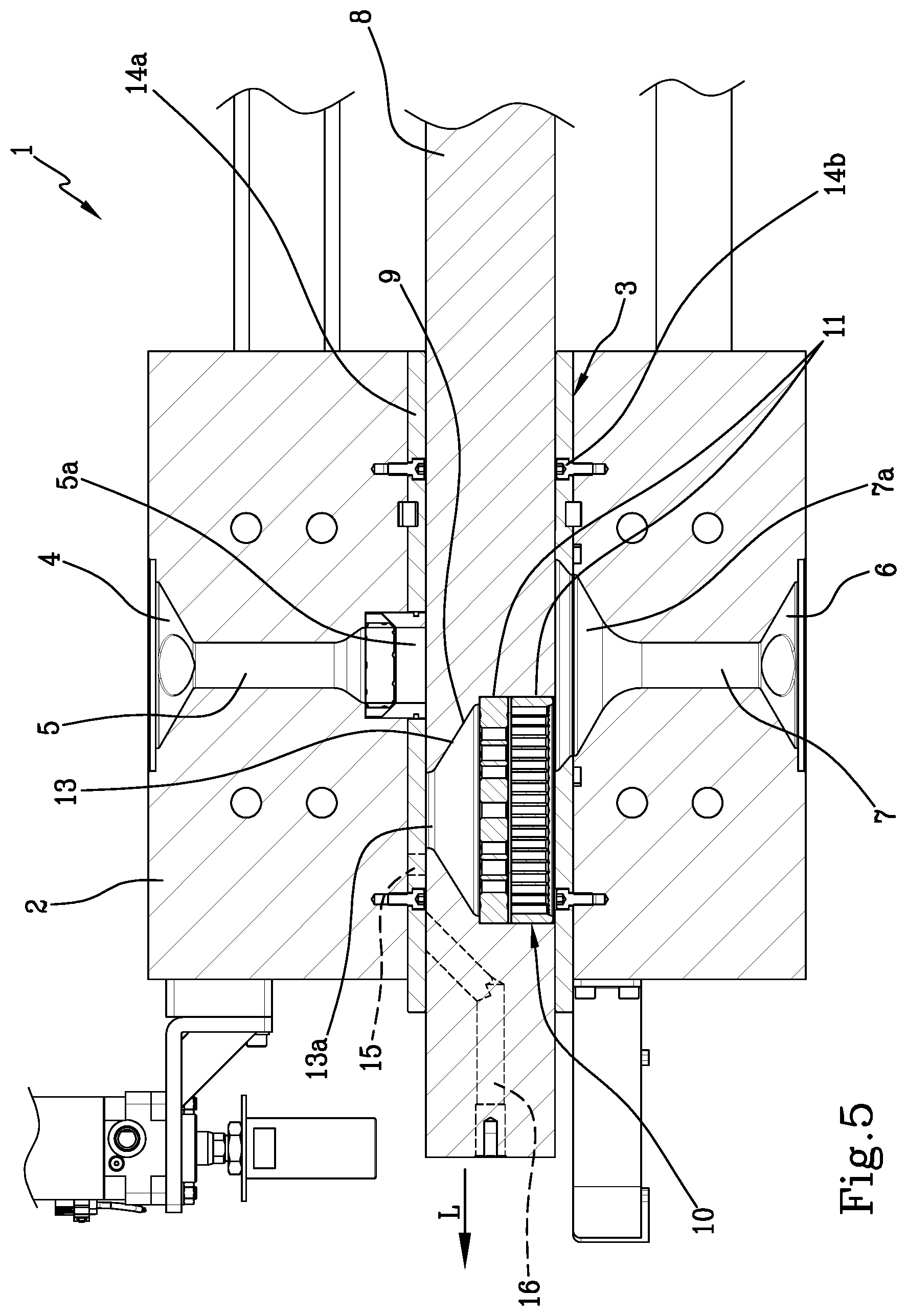 Patent US12090425 Figure 5 – Filter device for filtering extruded polymers and cleaning method