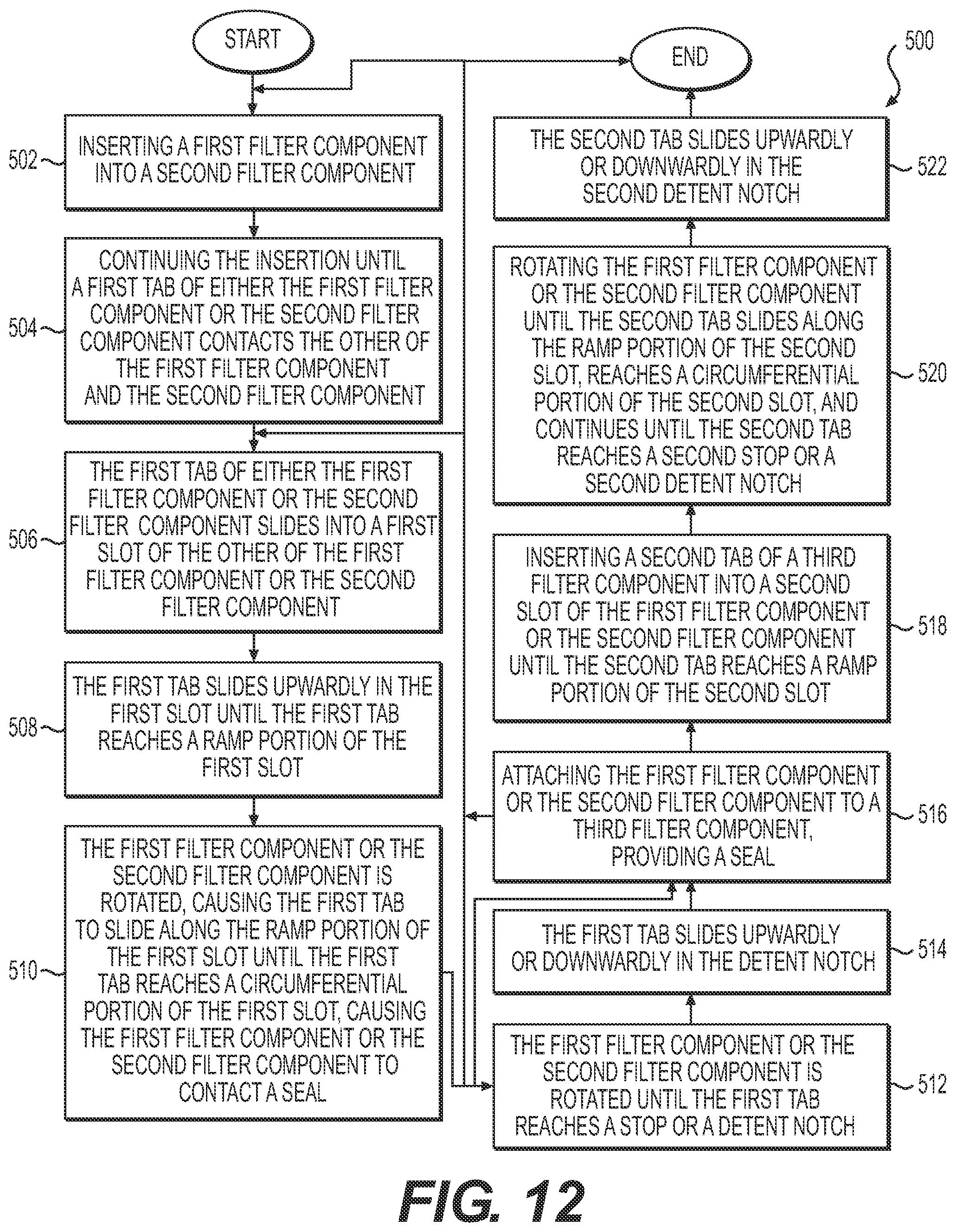 Patent US12090426 Figure 10 – Locking feature for a filter