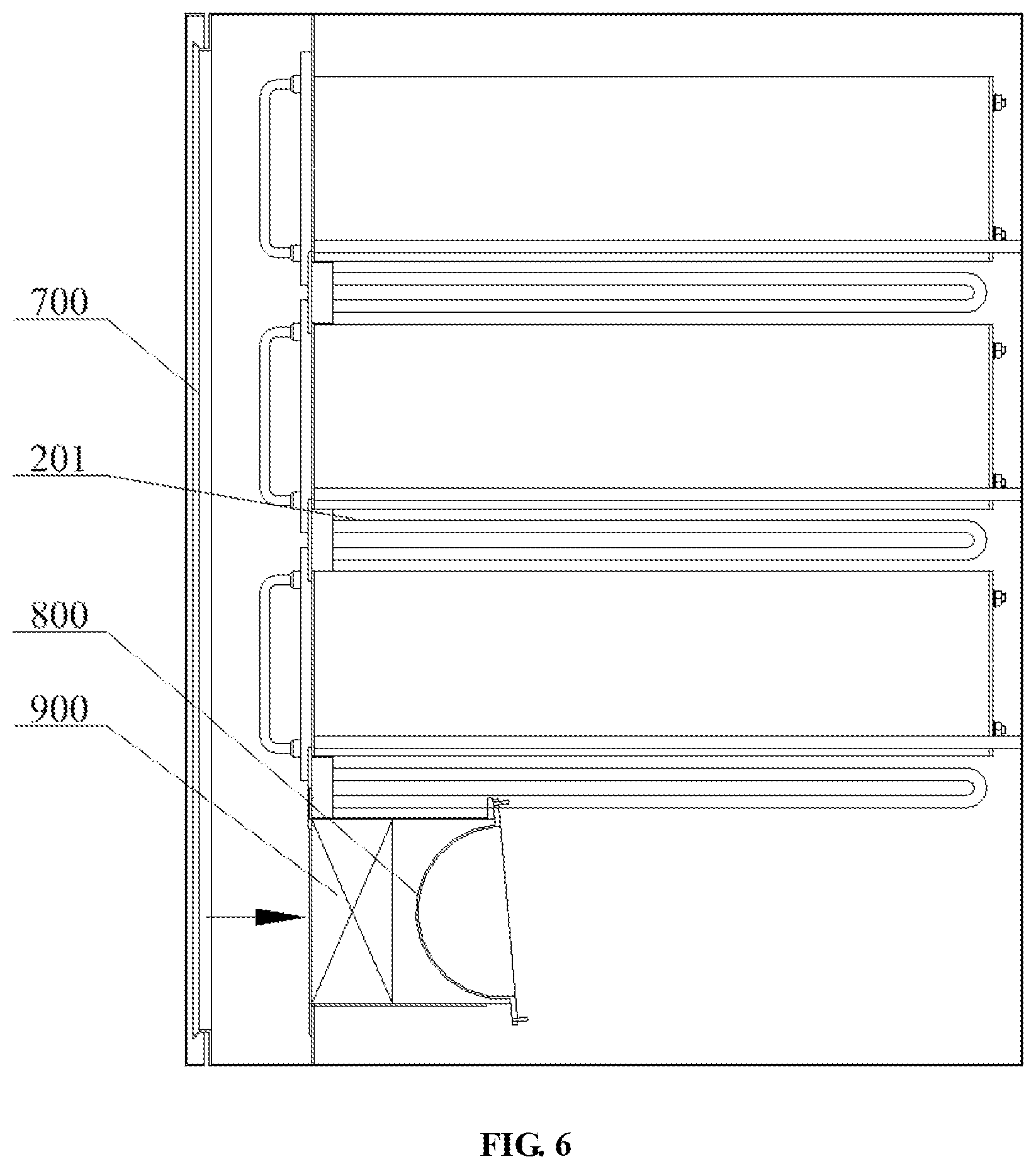 Patent US12090440 Figure 6 – Filter element for coupling adsorption and regeneration of volatile organic compounds and purification device