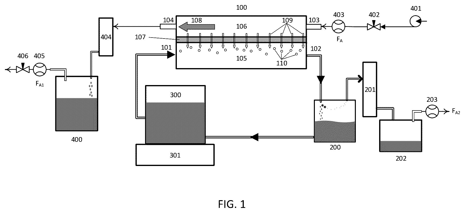 Patent US12090444 Figure 1 – One step integration of membrane distillation with direct air-stripping