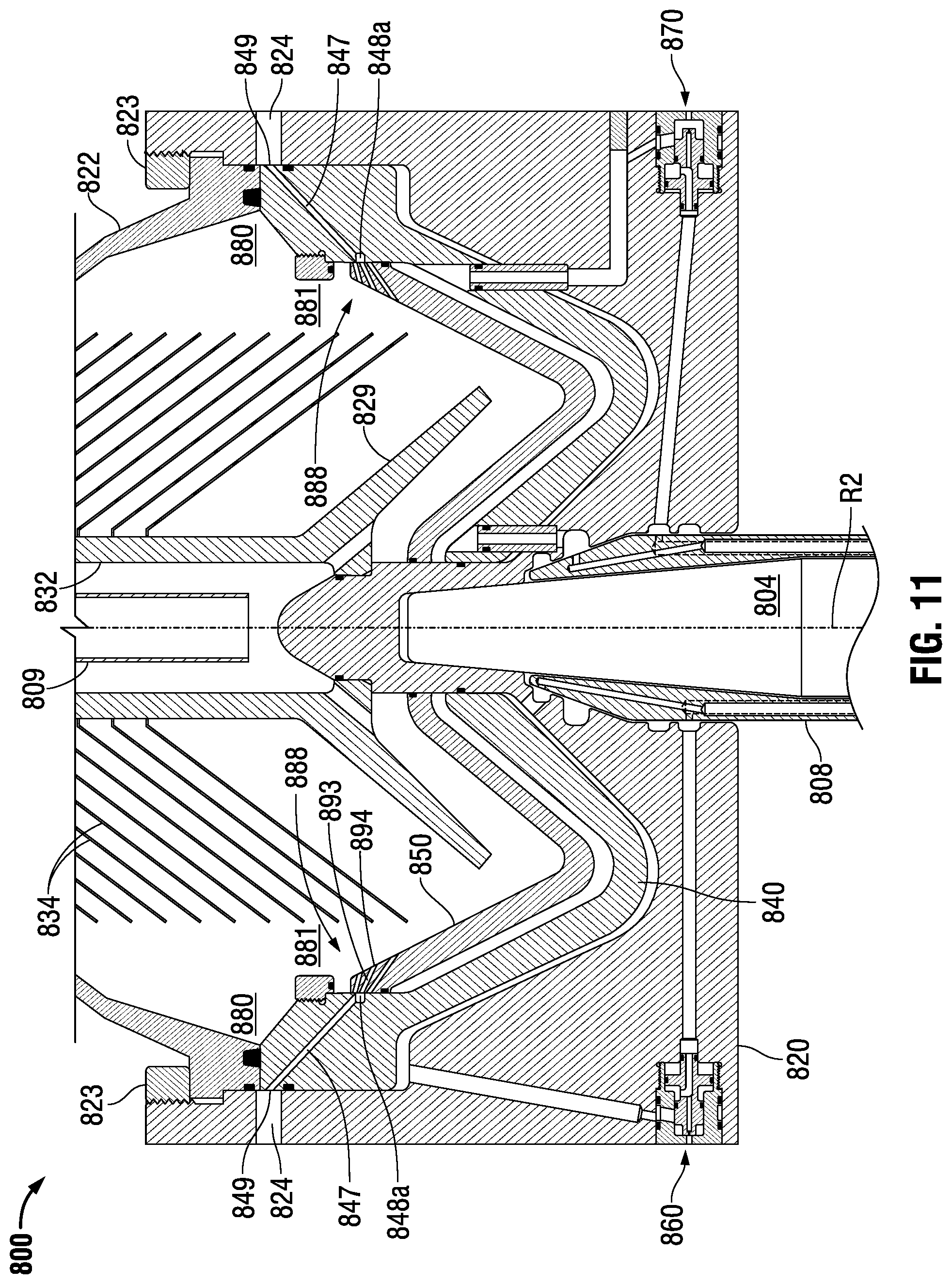 Patent US12090491 Figure 11 – Centrifugal separators and separation methods providing intermediate material ejection control