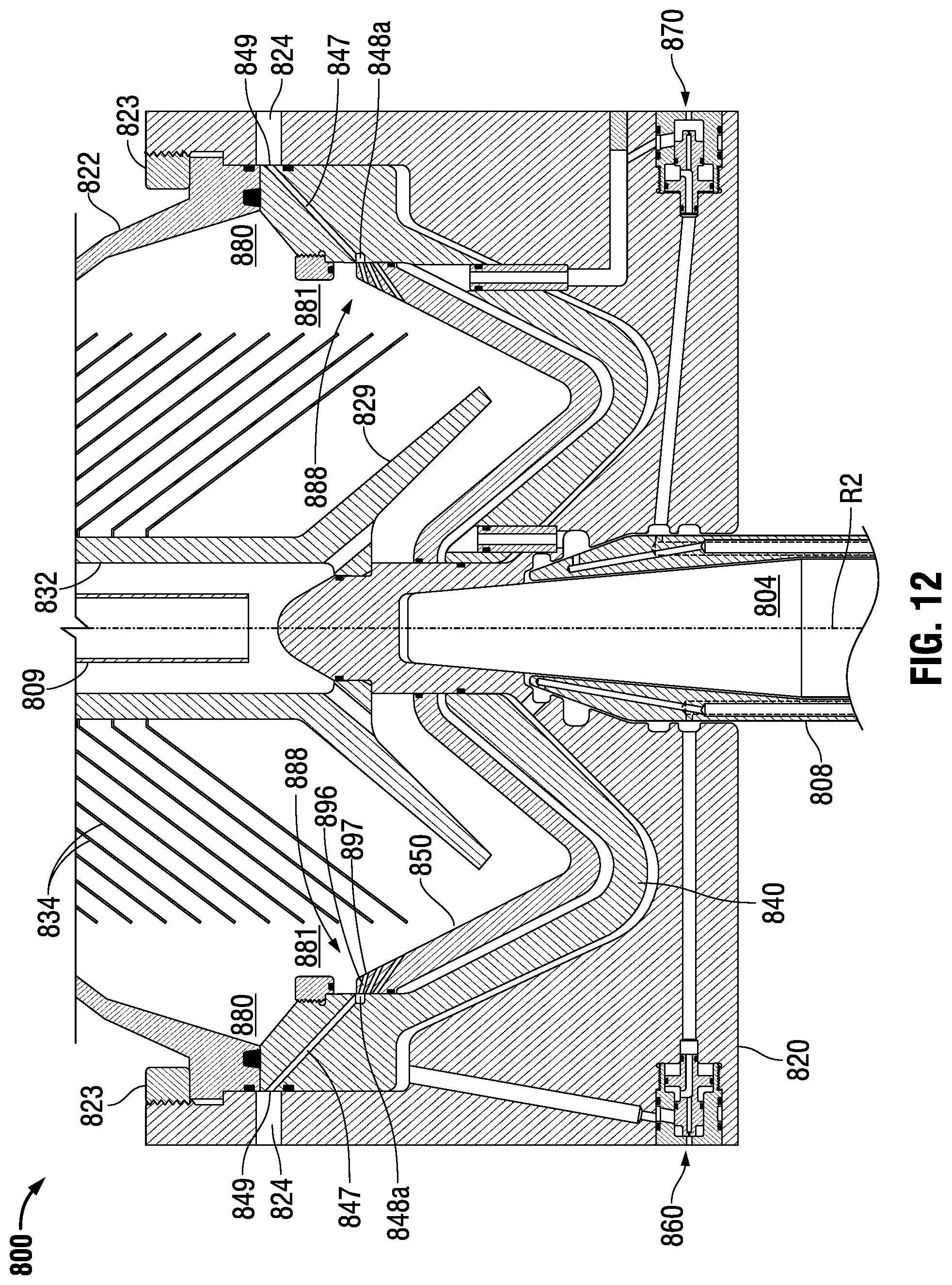 Patent US12090491 Figure 12 – Centrifugal separators and separation methods providing intermediate material ejection control