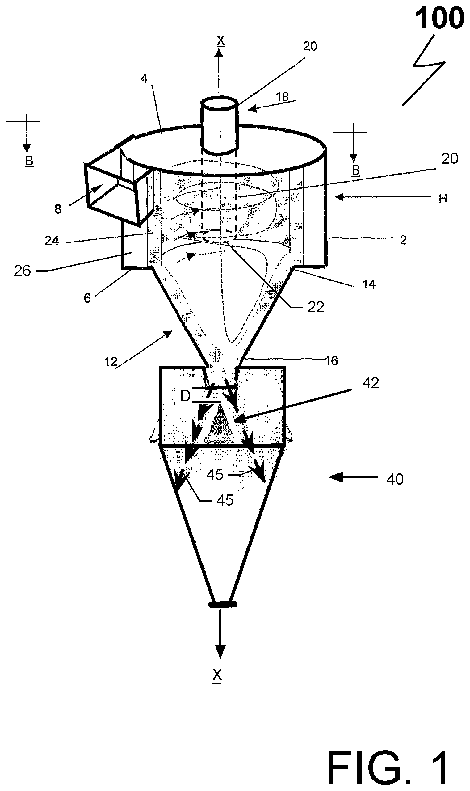 Patent US12090493 Figure 1 – Apparatus and method for dry cleaning of polluted flue gases