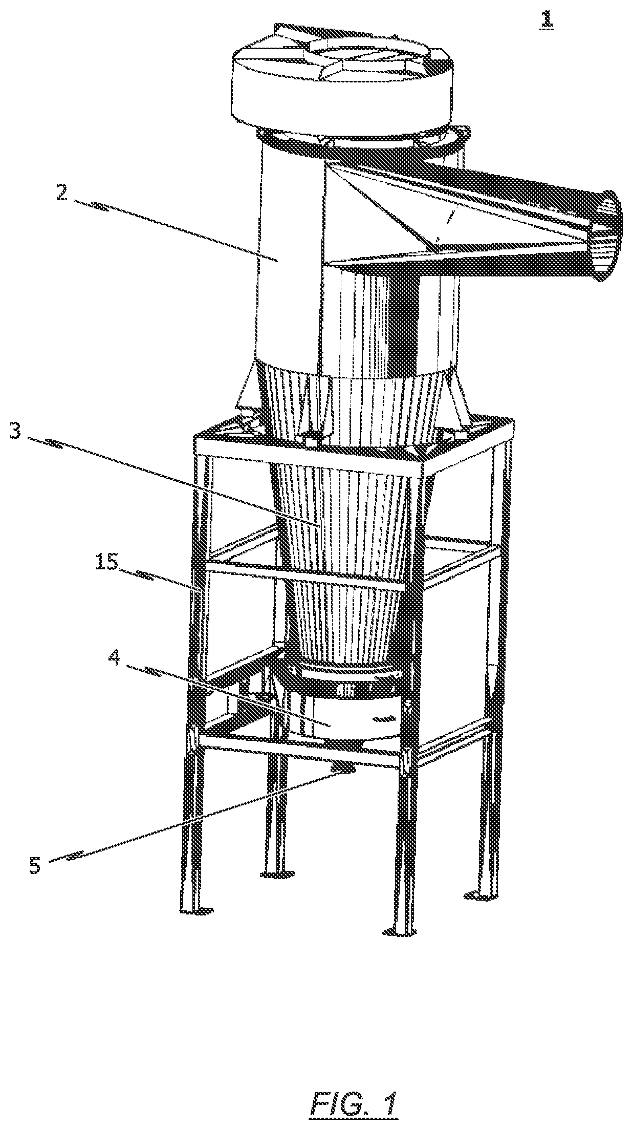 Patent US12090494 Figure 1 – Cyclone separator particularly for a powder recovery device of a powder coating system