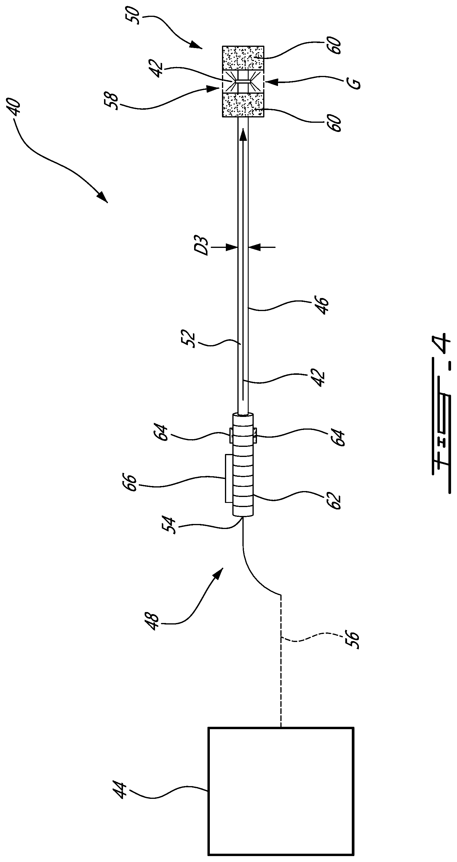 Patent US12090508 Figure 4 – Internal surface treatment device for hollow engine shaft and the like