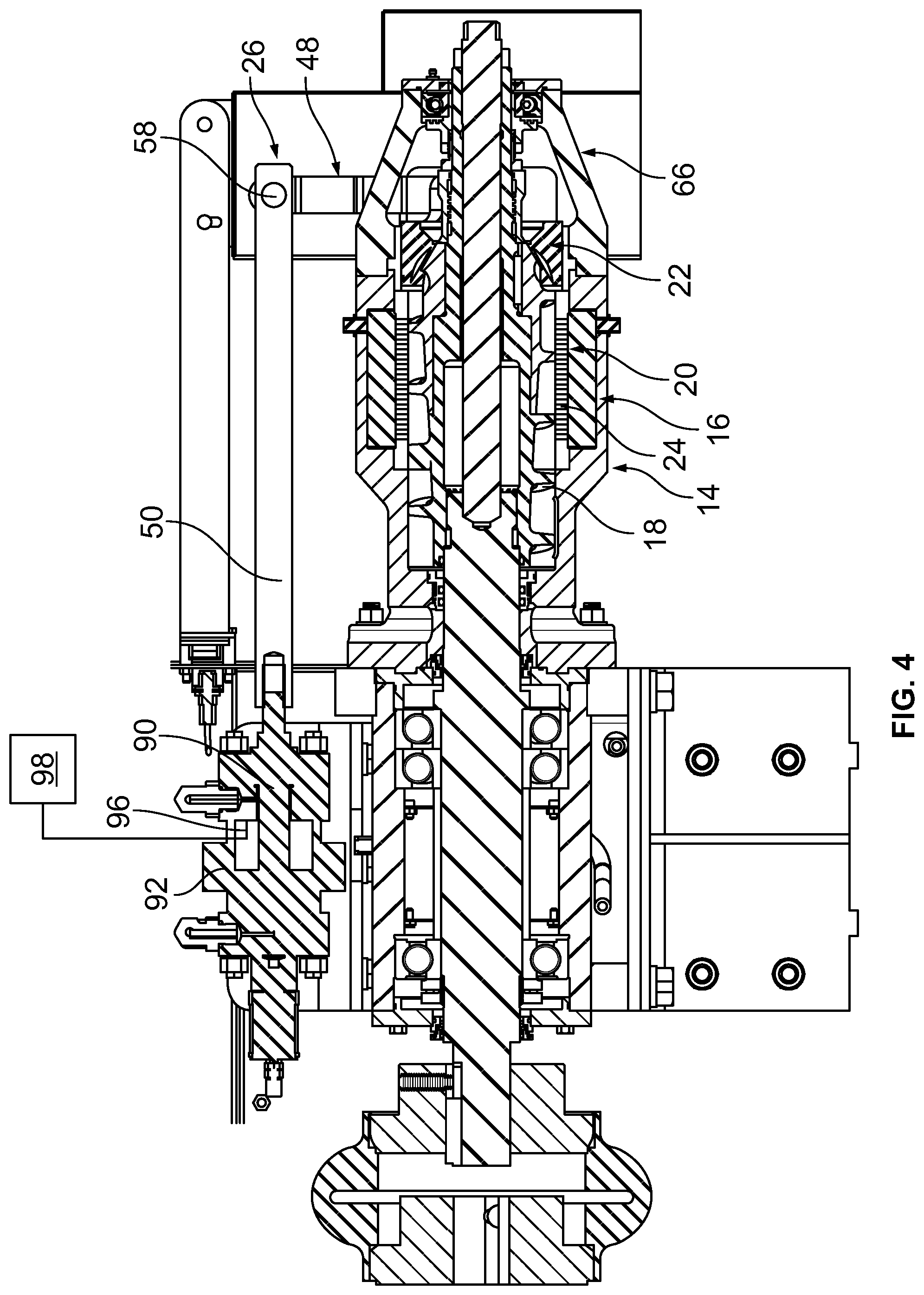 Patent US12090517 Figure 4 – Separation machine having powered separator gap control