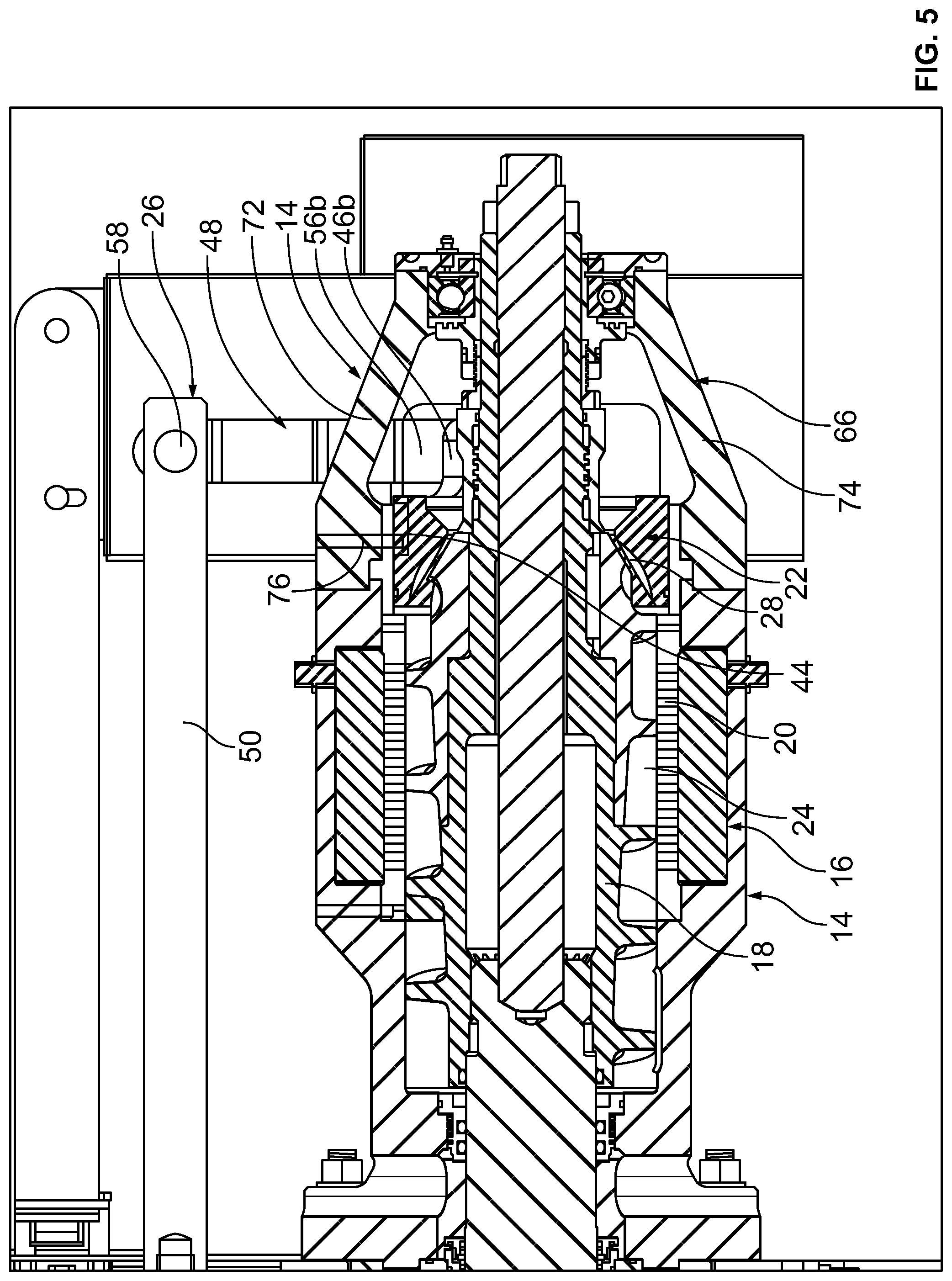 Patent US12090517 Figure 5 – Separation machine having powered separator gap control