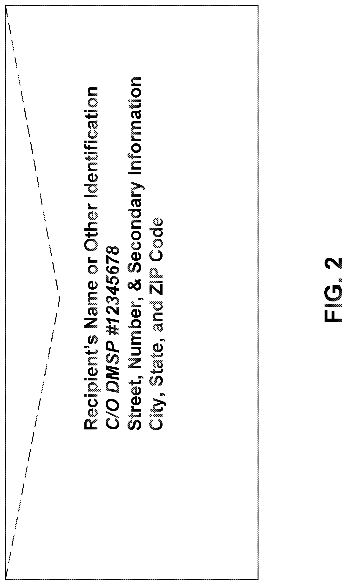 Patent US12090521 Figure 2 – Mail routing system utilizing printed indicia-containing mailing addresses