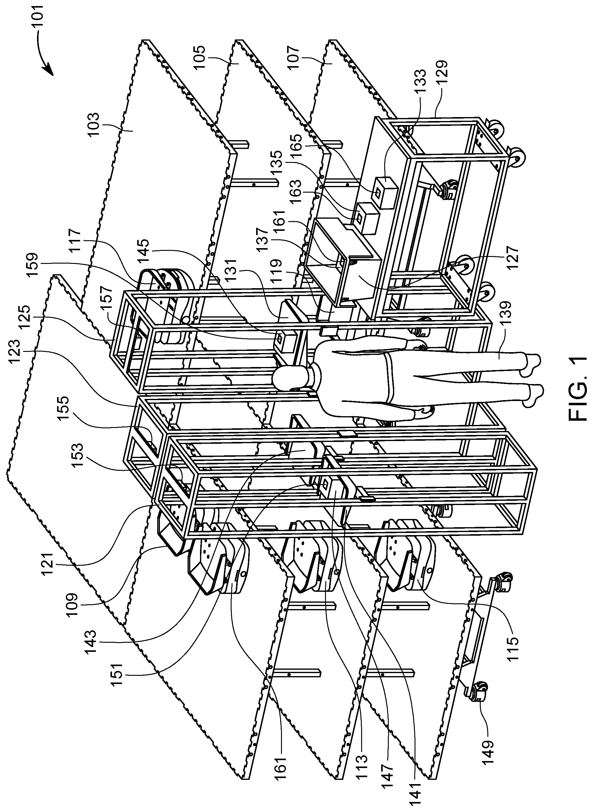 Patent US12090522 Figure 1 – Article loading system and method for multilevel sorter