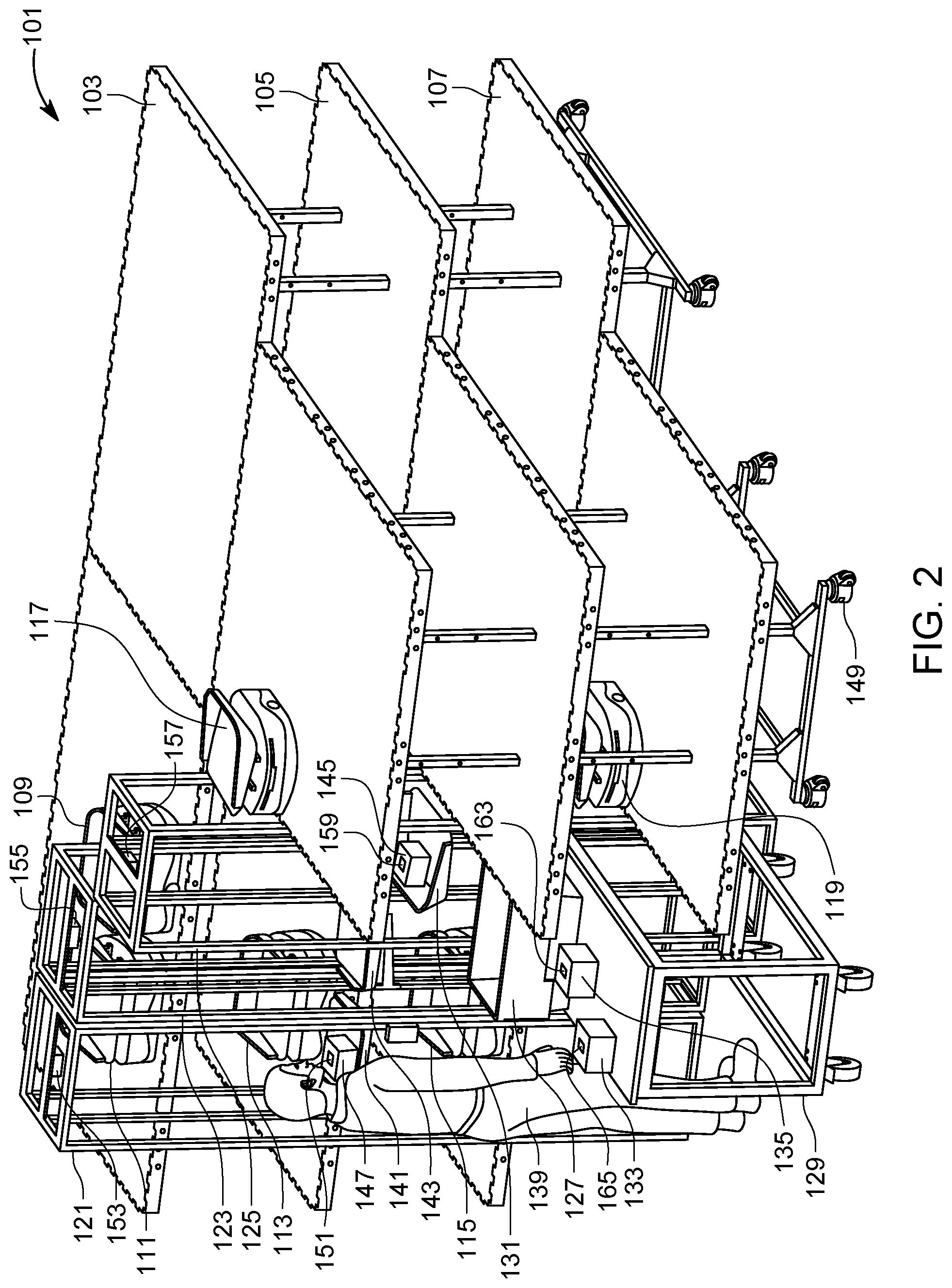 Patent US12090522 Figure 2 – Article loading system and method for multilevel sorter