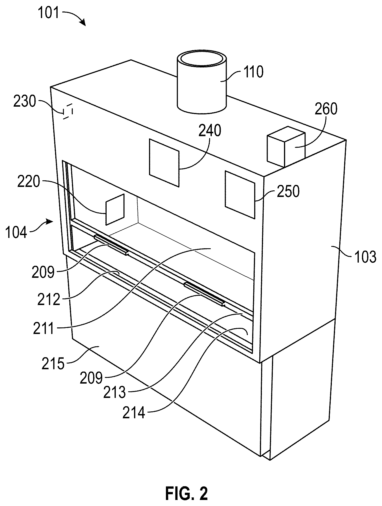 Patent US12090526 Figure 2 – Stable vortex fume hood control device
