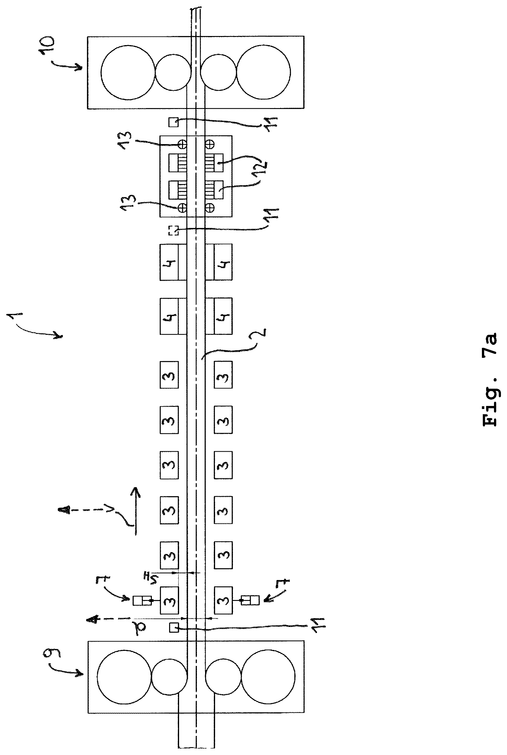 Patent US12090535 Figure 4 – Heating device for the inductive heating of a flat steel strip in a hot rolling mill